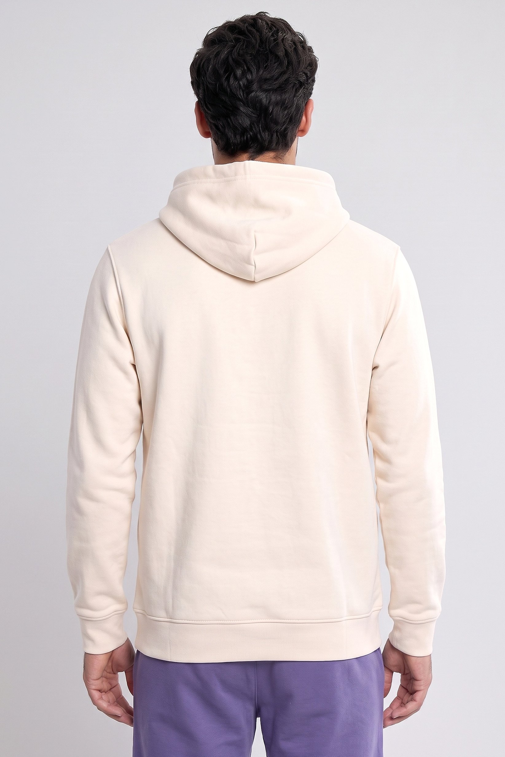 Men Sportswear Fit Long Sleeve Outdoor Hoodie, Cream