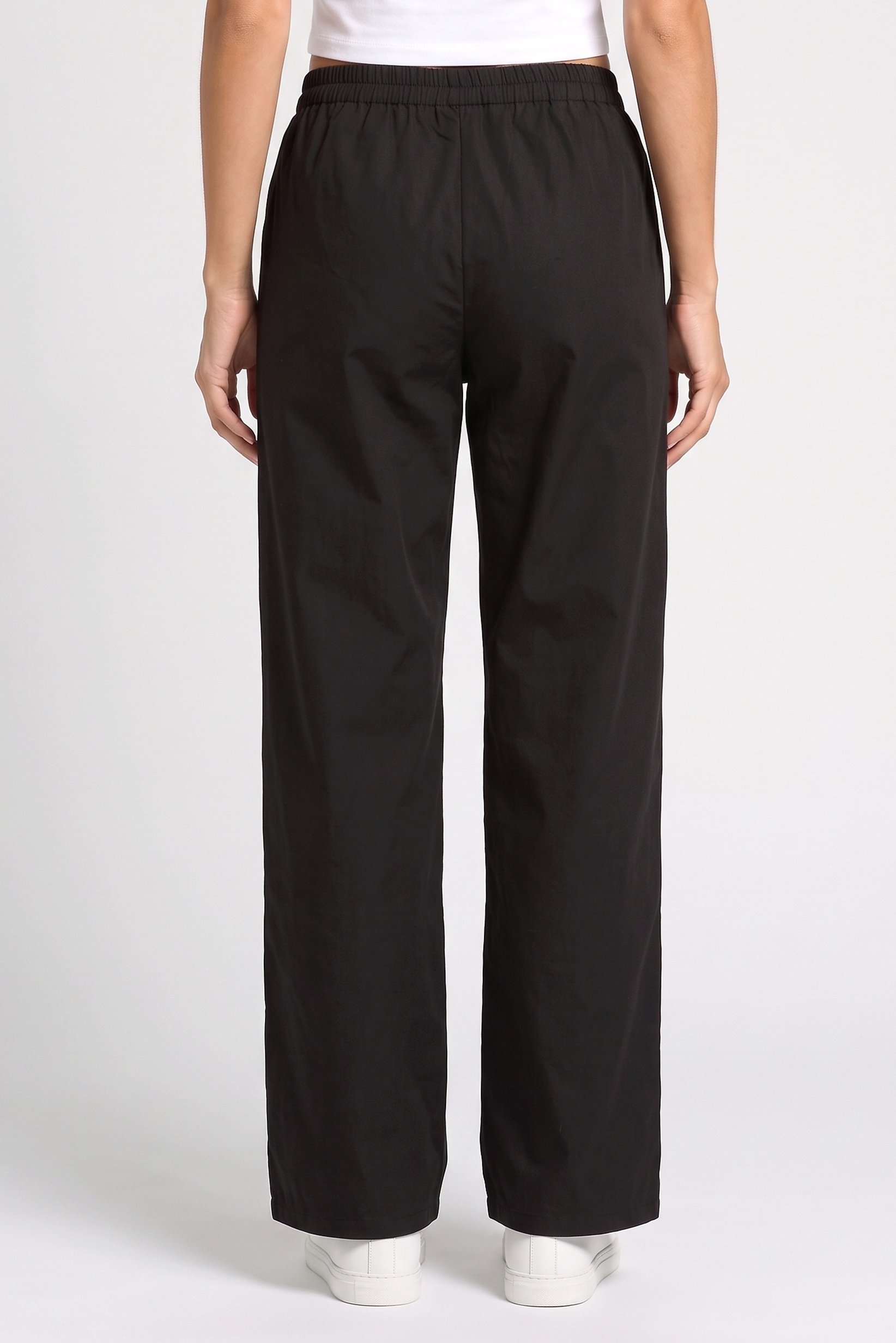 Women Regular Fit Solid Wide Leg Pants, Black