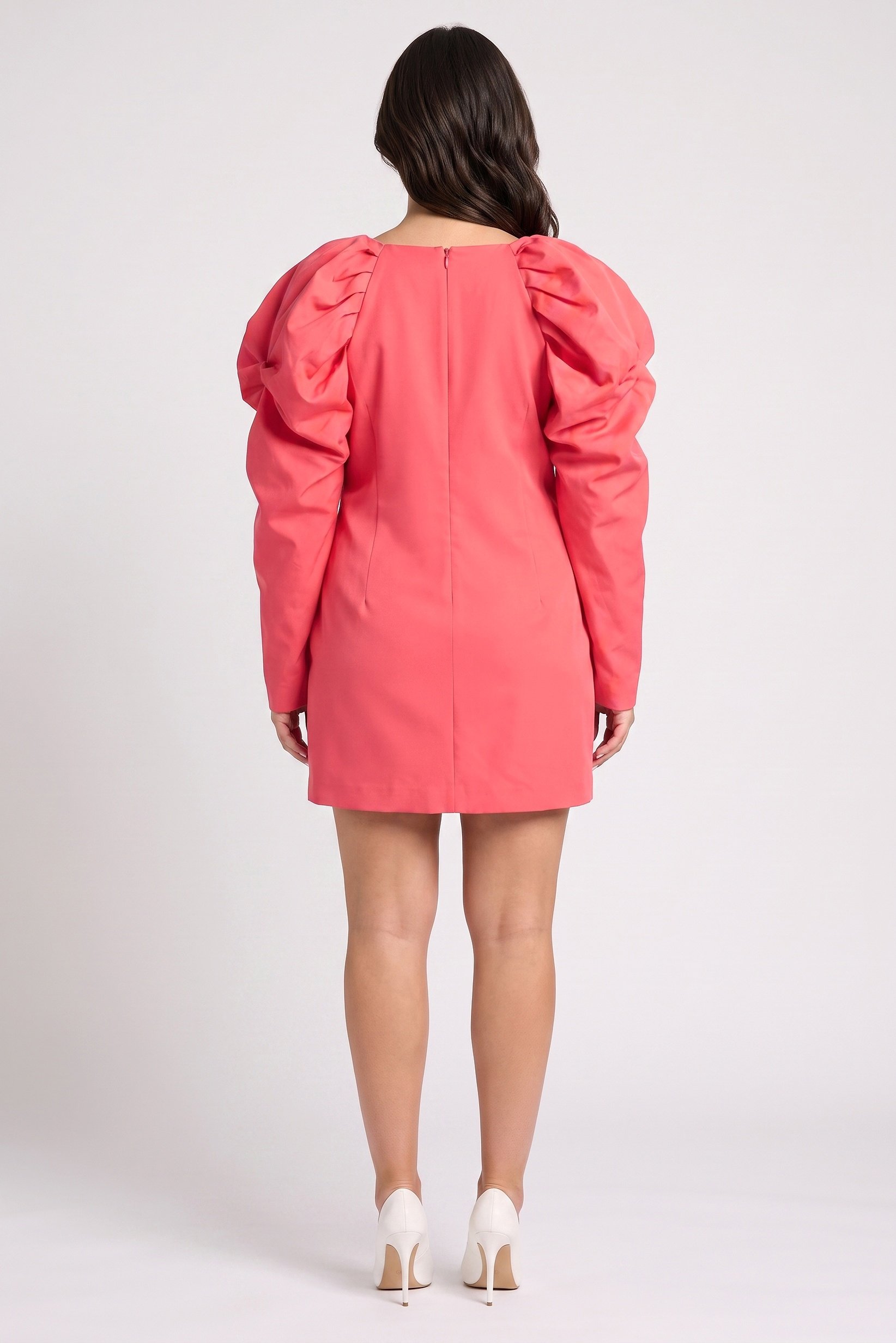 Women Plus Size Solid Plunge Blazer Dress, Fuchsia Pink