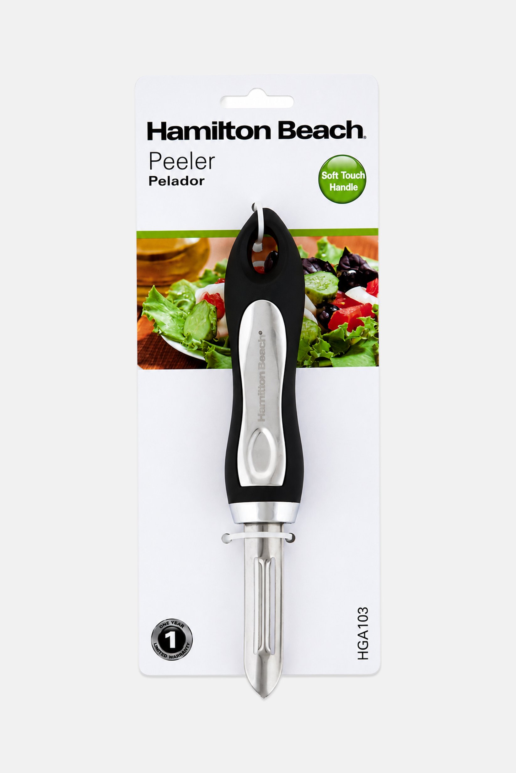 Soft Touch Handle Stainless Steel Peeler, Black