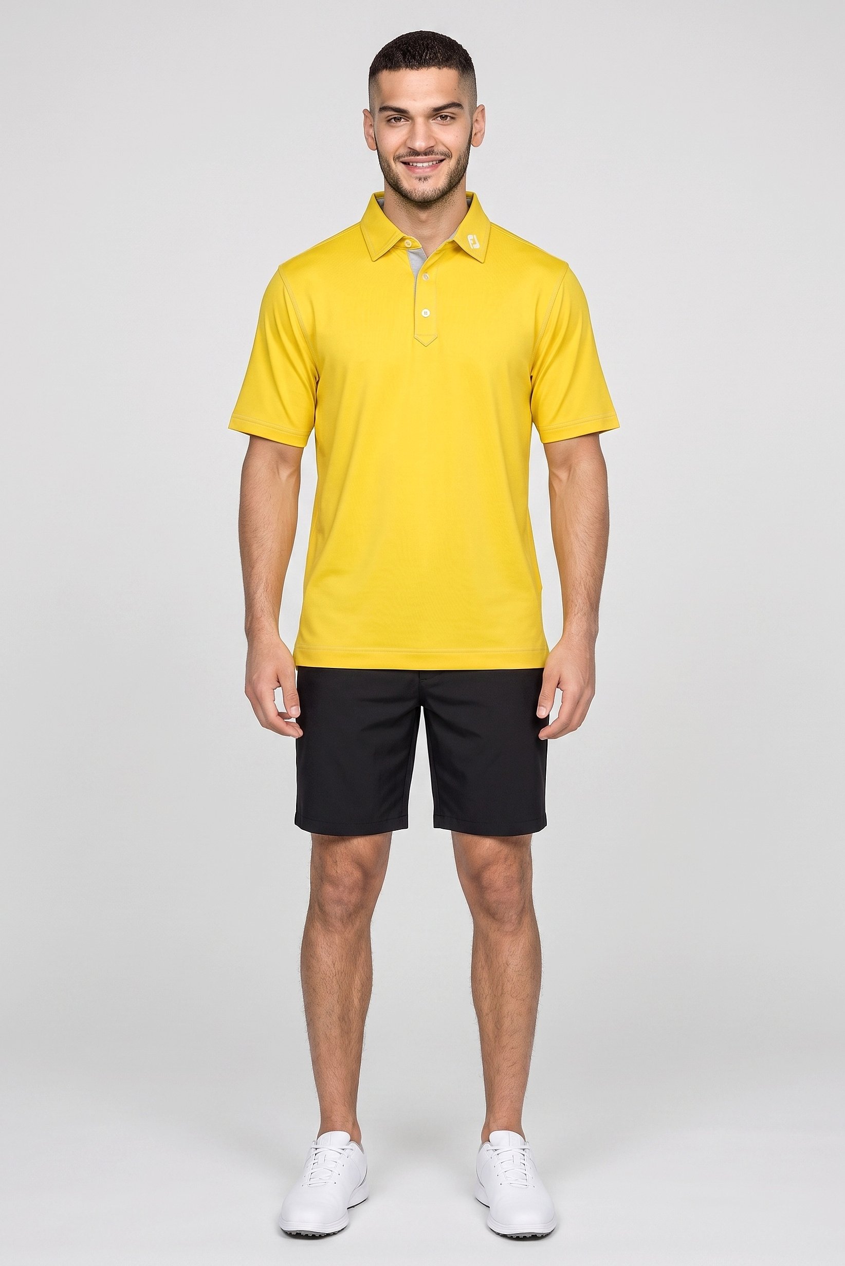 Men Sportswear Fit Short Sleeve Golf Polo Shirt, Yellow