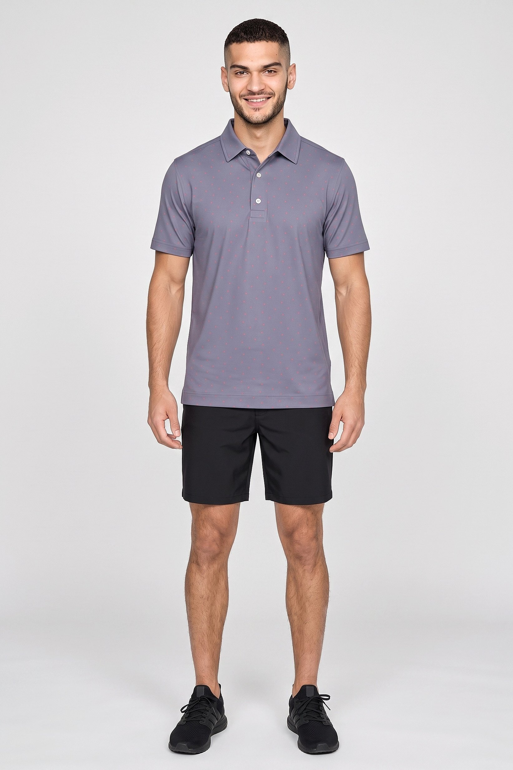 Men Athletic Fit Short Sleeve Golf Polo Shirt, Slate Grey