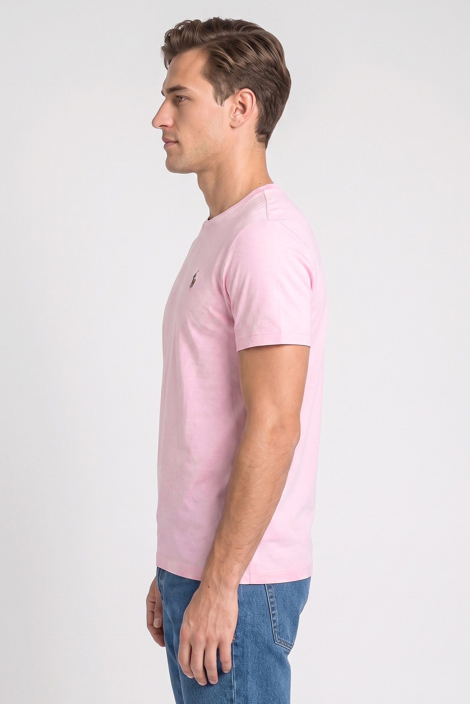 Polo Ralph Lauren Men Crew Neck Slim Fit Embroidered Logo Short Sleeve T-Shirt, Pink
