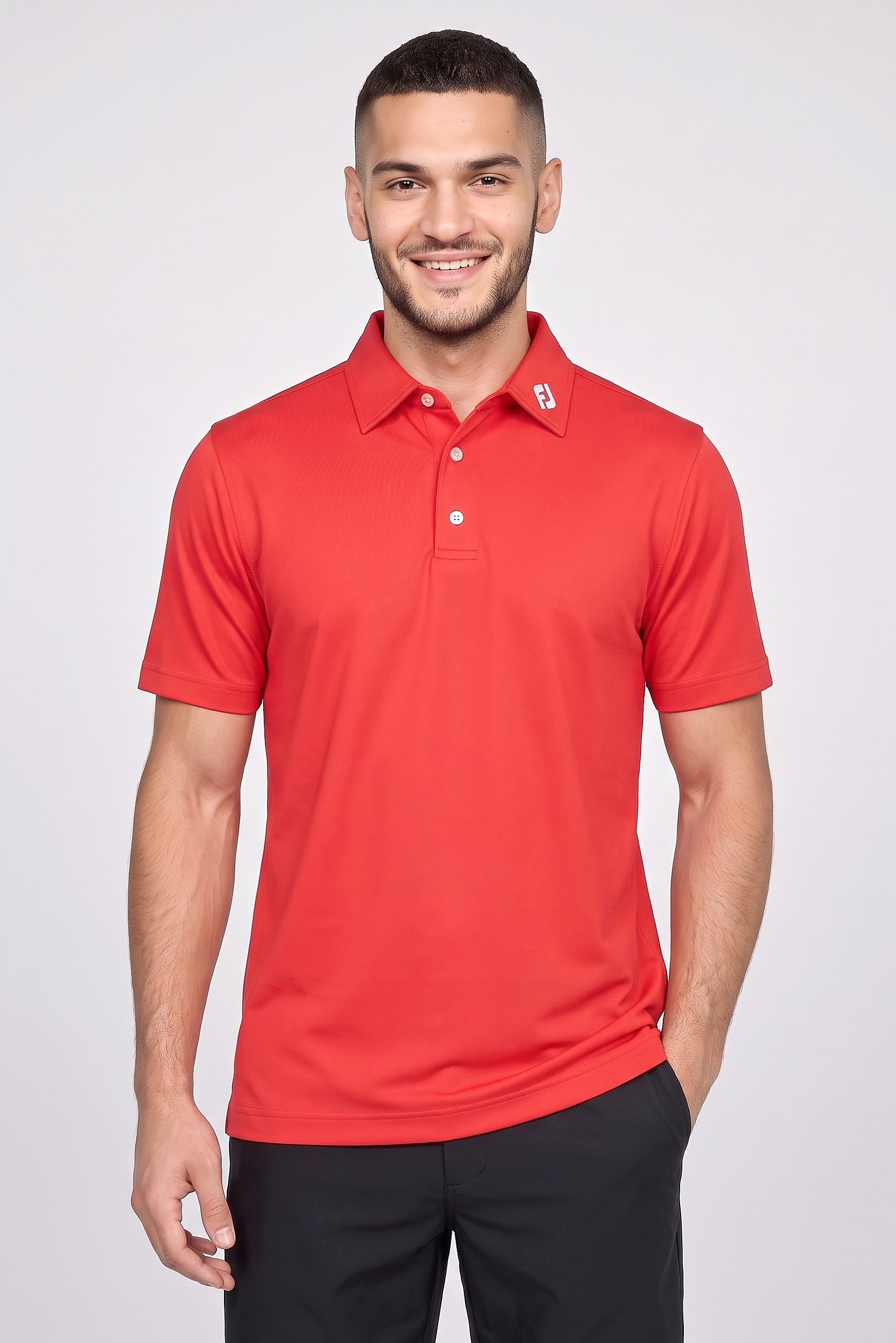 Men Athletic Fit Short Sleeve Golf Polo Shirt, Red