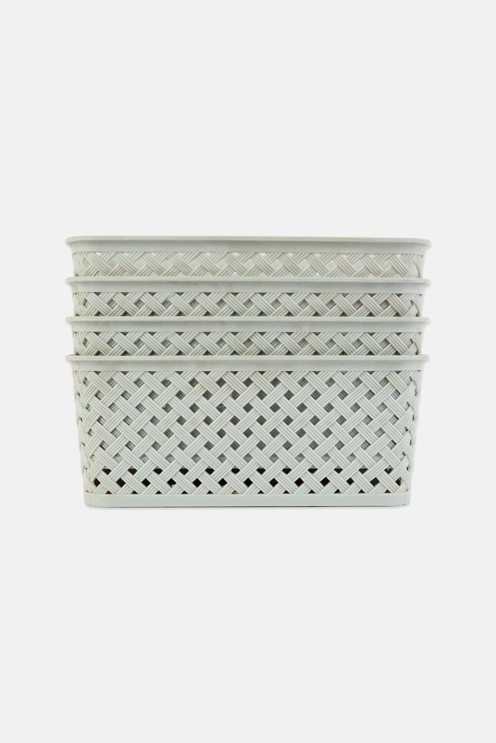4 Pcs Plastic Basket, Grey