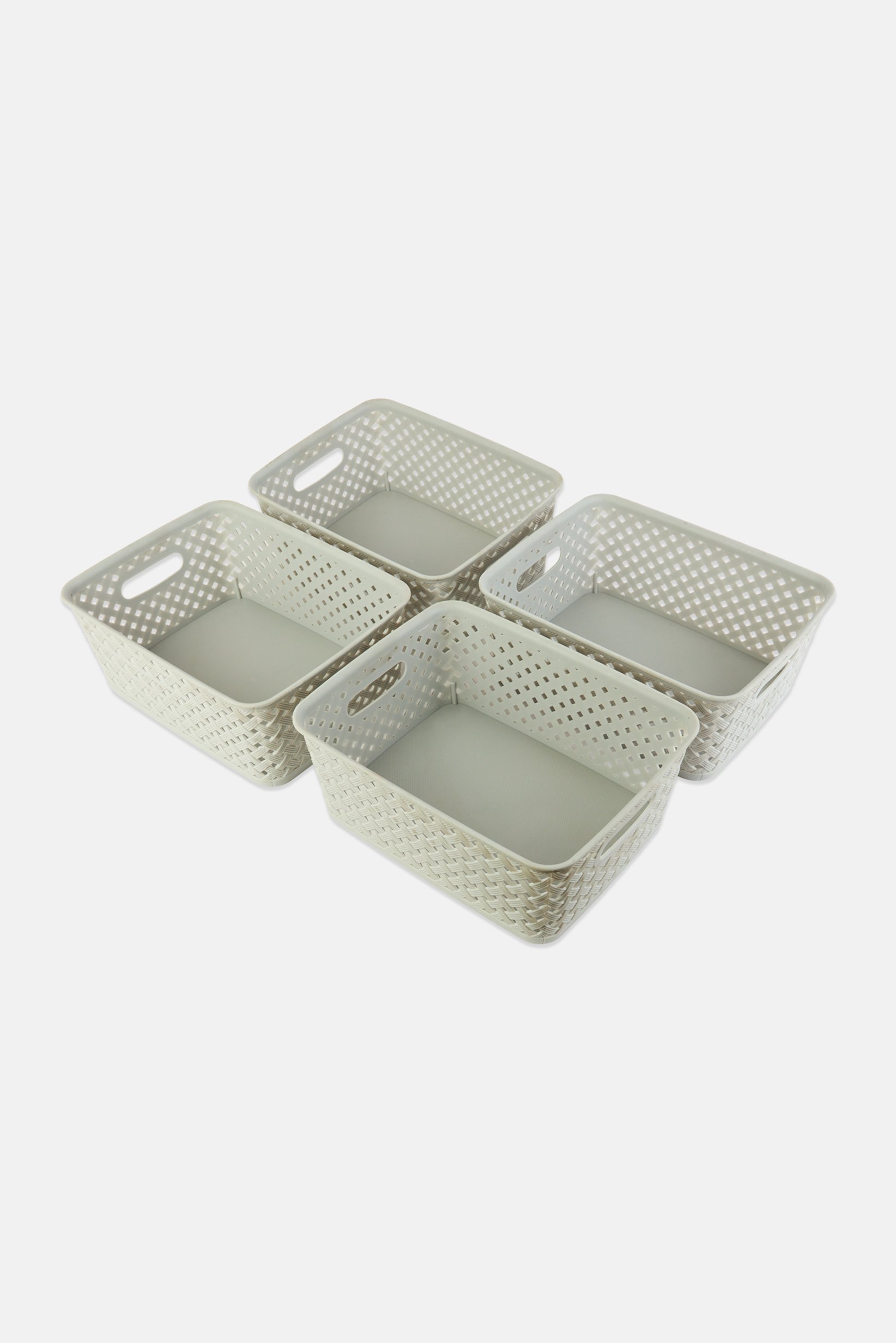 4 Pcs Plastic Basket, Grey