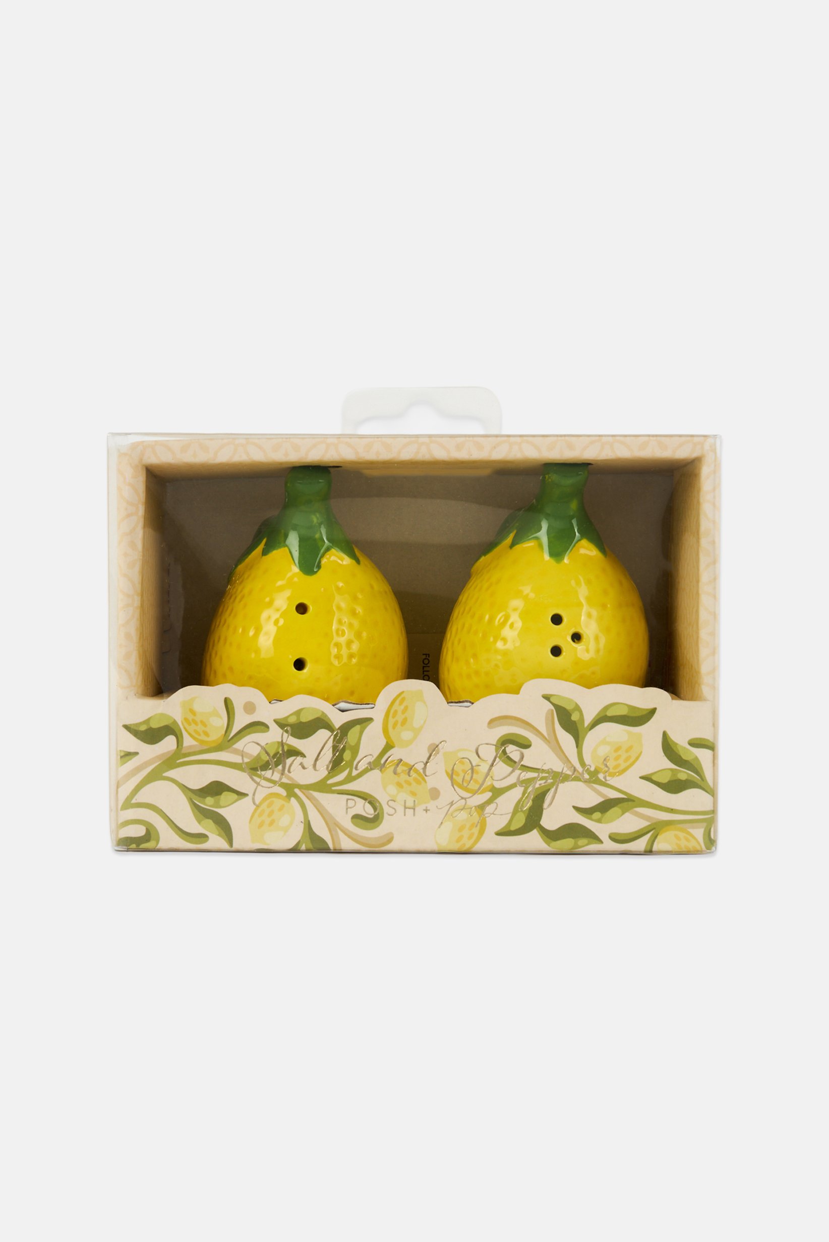 Lemon Ceramic Salt And Pepper Shakers, Yellow