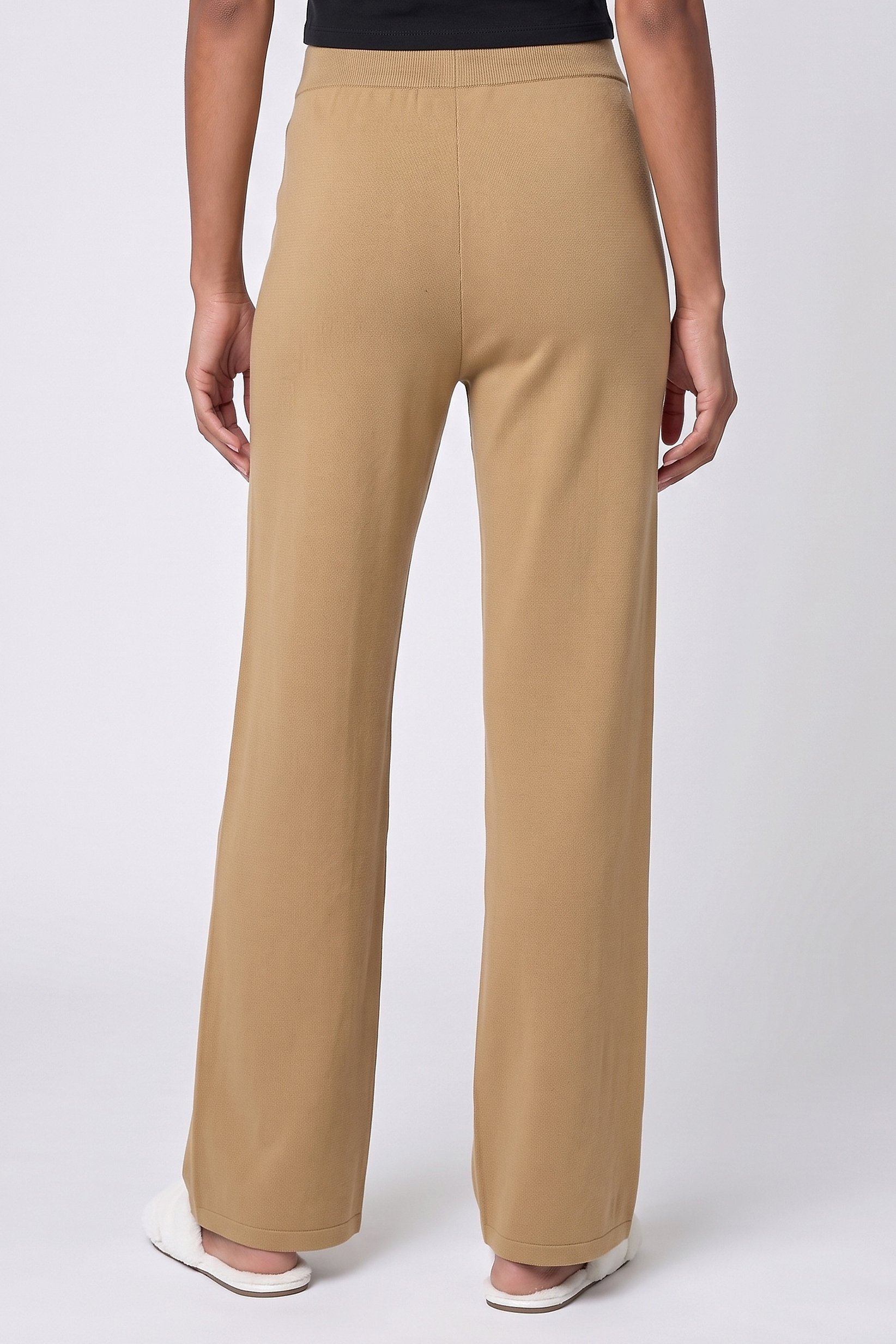 Women Pull On Knitted Sleepwear Pants, Tan