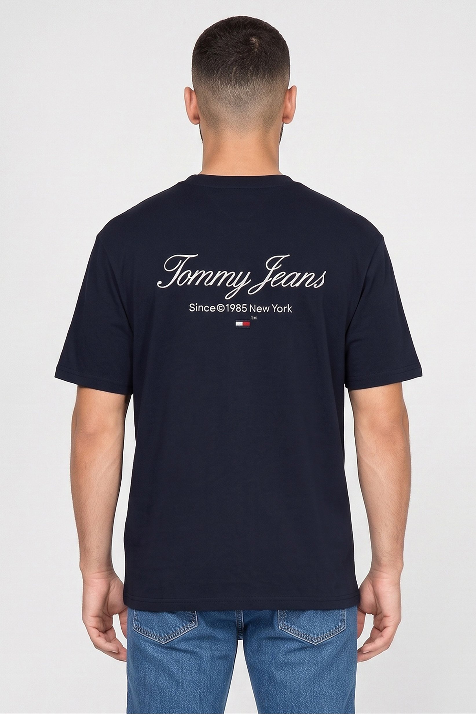 Tommy Jeans Men Crew Neck Short Sleeve Embroidered Logo T-Shirt, Navy