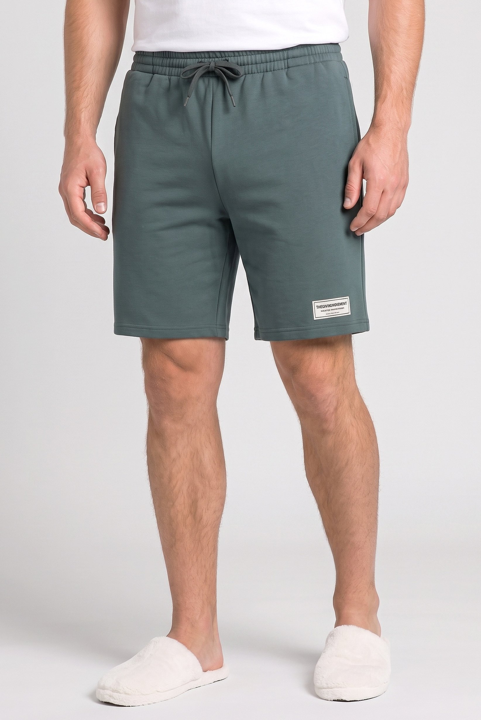 Men Brand Logo Pajama Shorts, Green