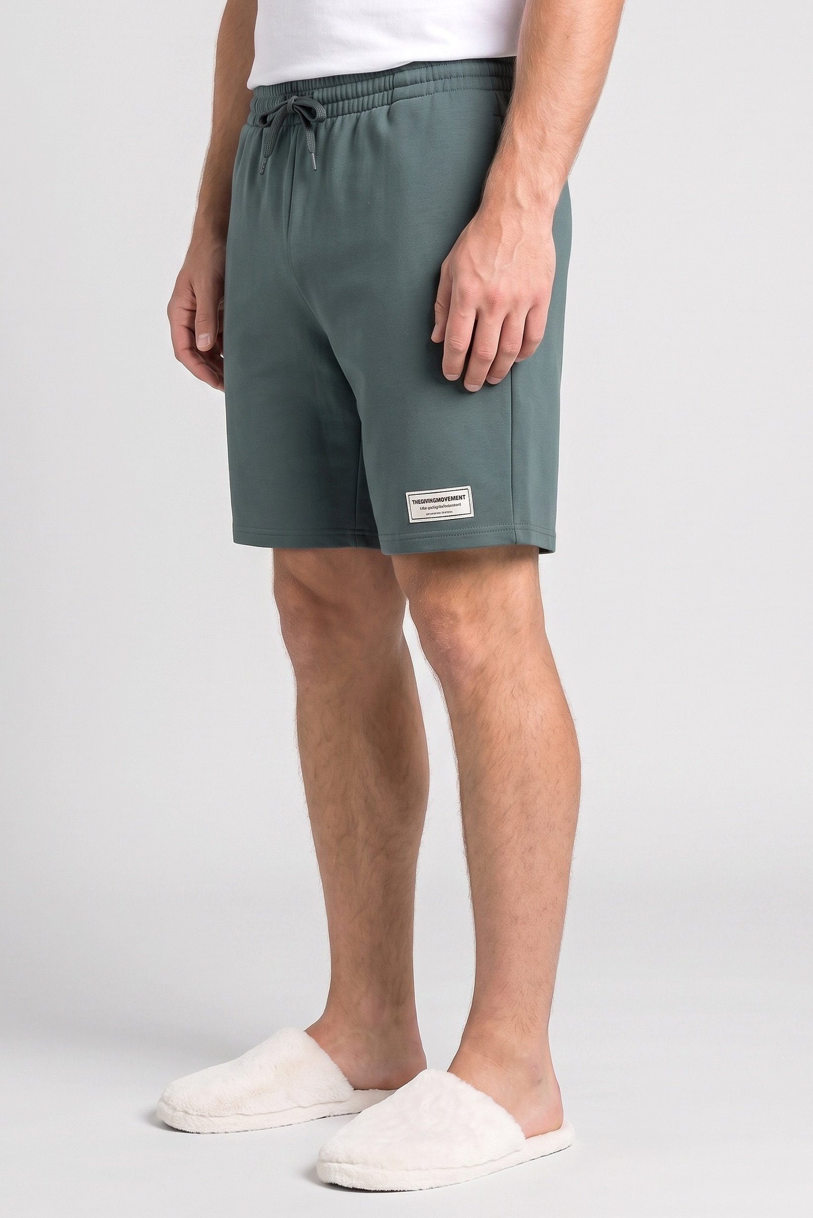 Men Brand Logo Pajama Shorts, Green