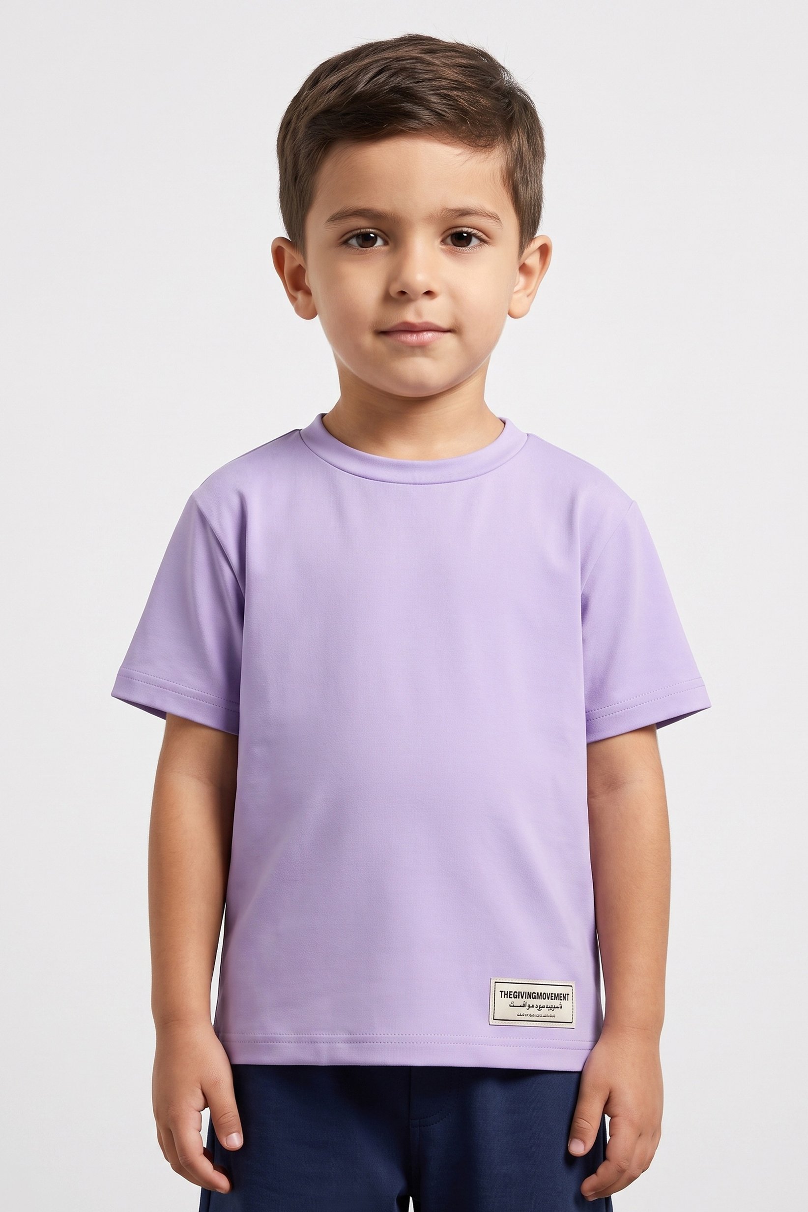 Kids Boy Short Sleeve Brand Logo T-Shirt, Purple