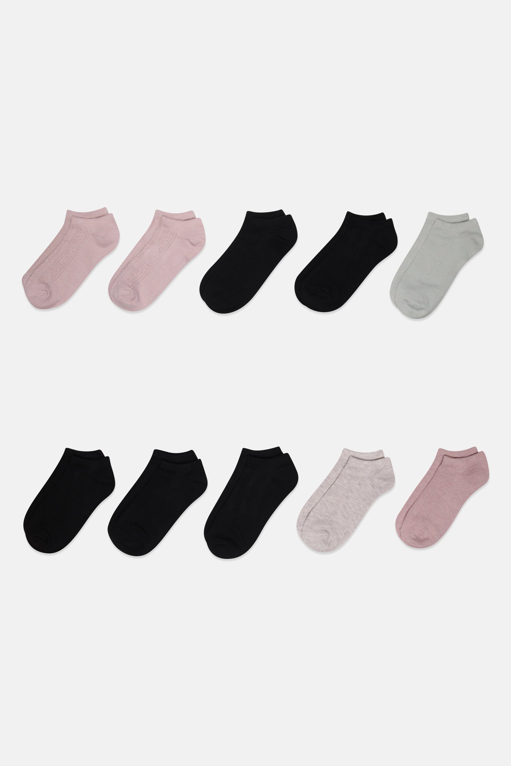 Women 10 Pairs Solid  No Show Socks, Multicolor