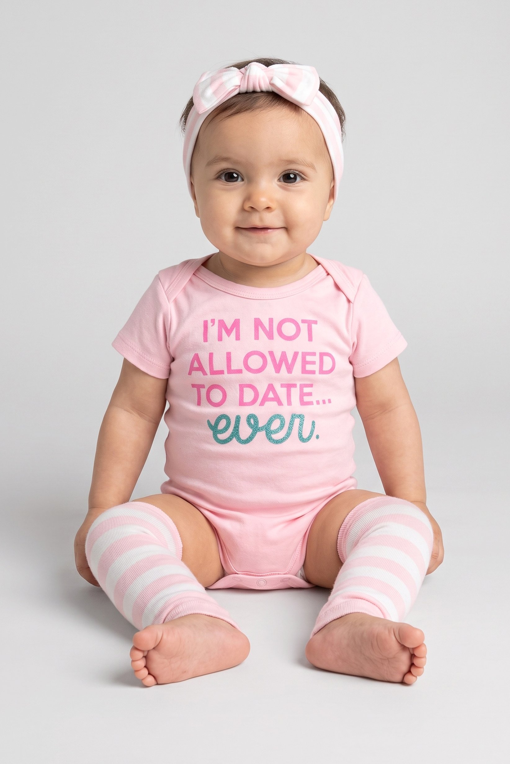 Toddlers Girl 3 Pieces Graphic Print Bodysuit And Socks With Headband Set, Pink