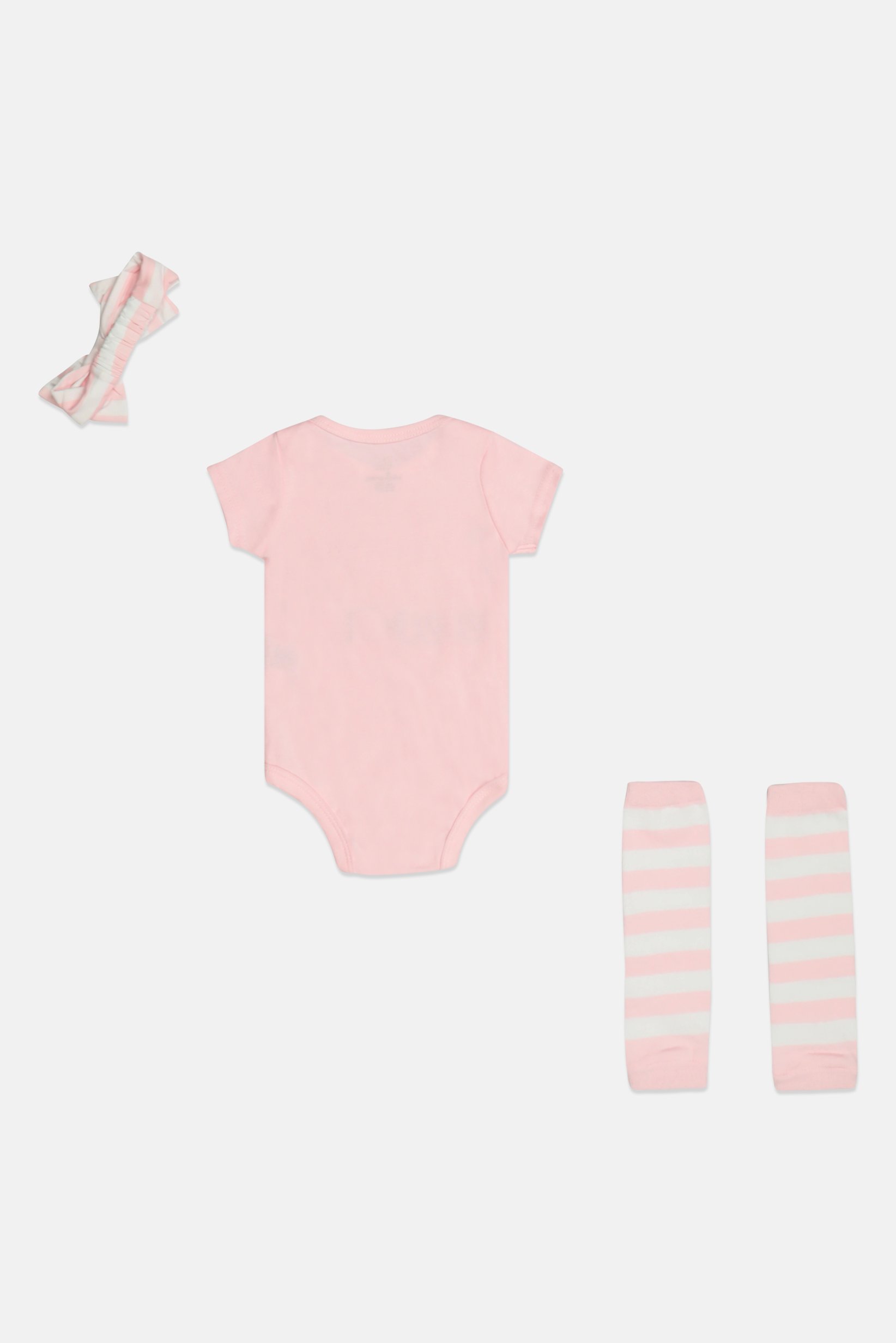 Toddlers Girl 3 Pieces Graphic Print Bodysuit And Socks With Headband Set, Pink