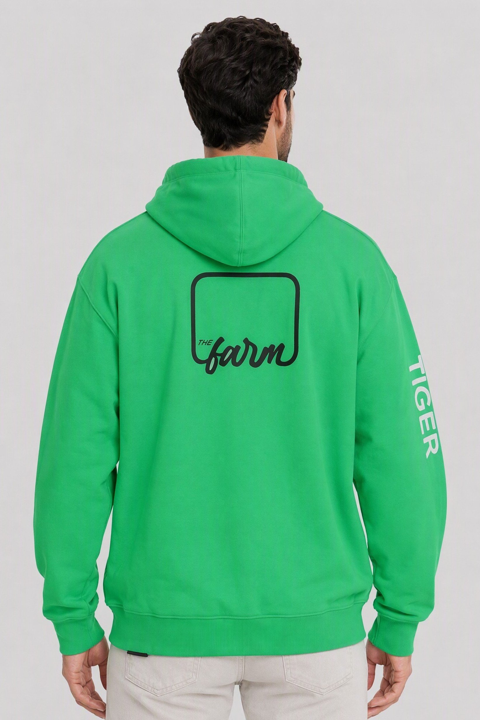 Men Graphic Print Long Sleeve Hoodie, Green