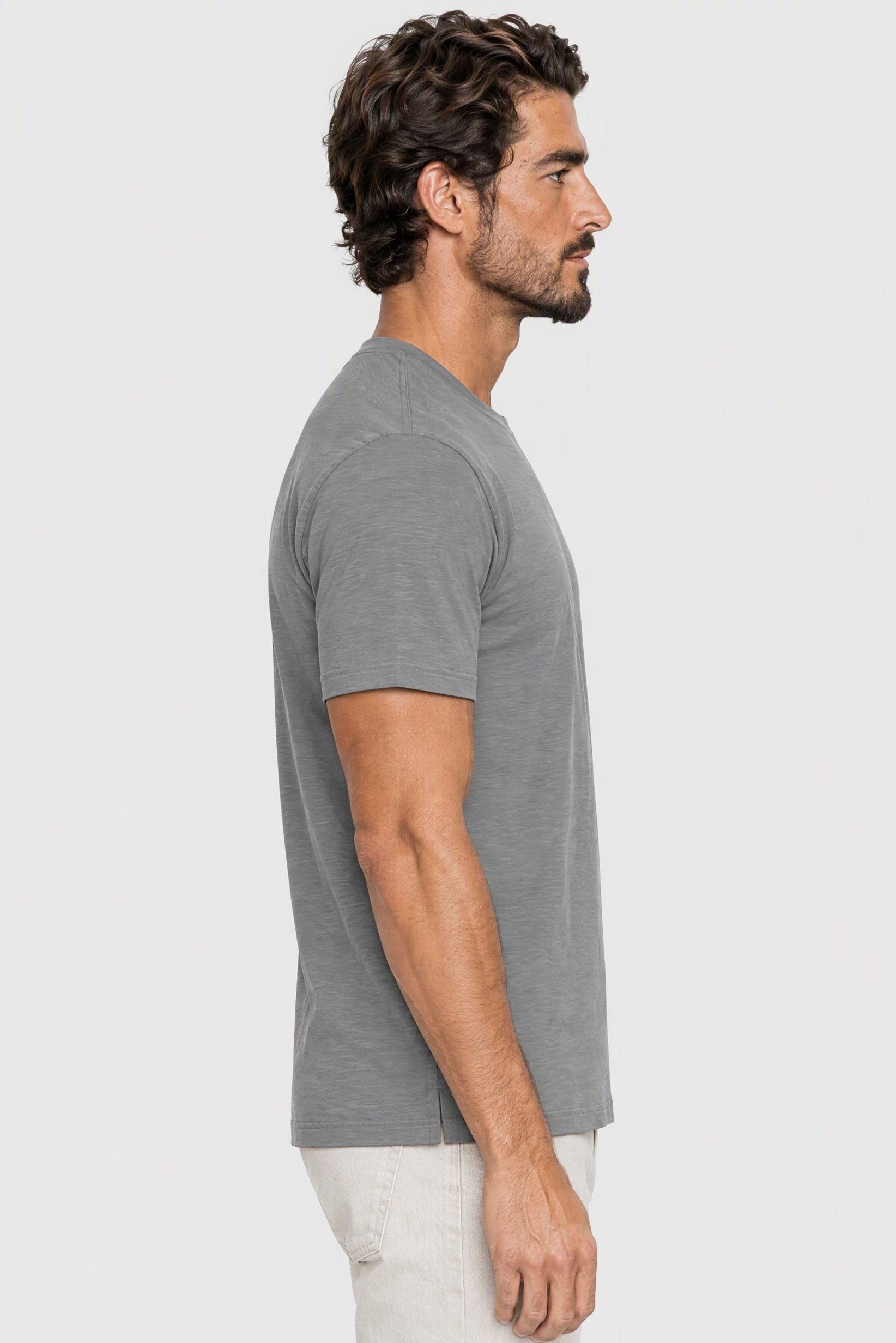 Men Crew Neck Short Sleeve Heather T-Shirt, Grey