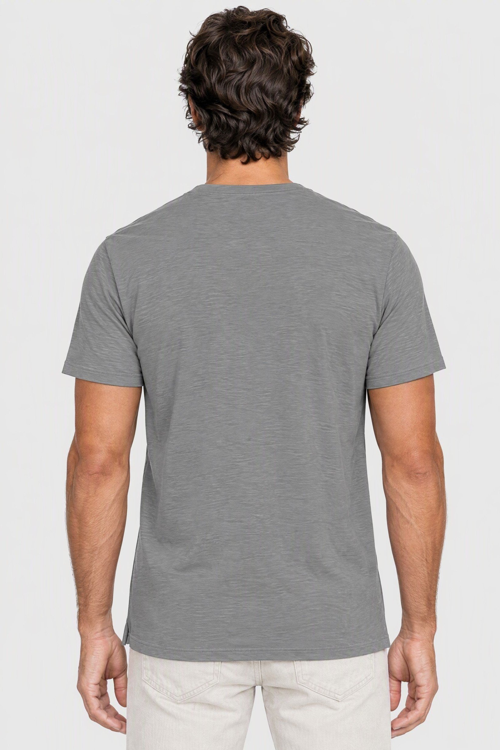Men Crew Neck Short Sleeve Heather T-Shirt, Grey
