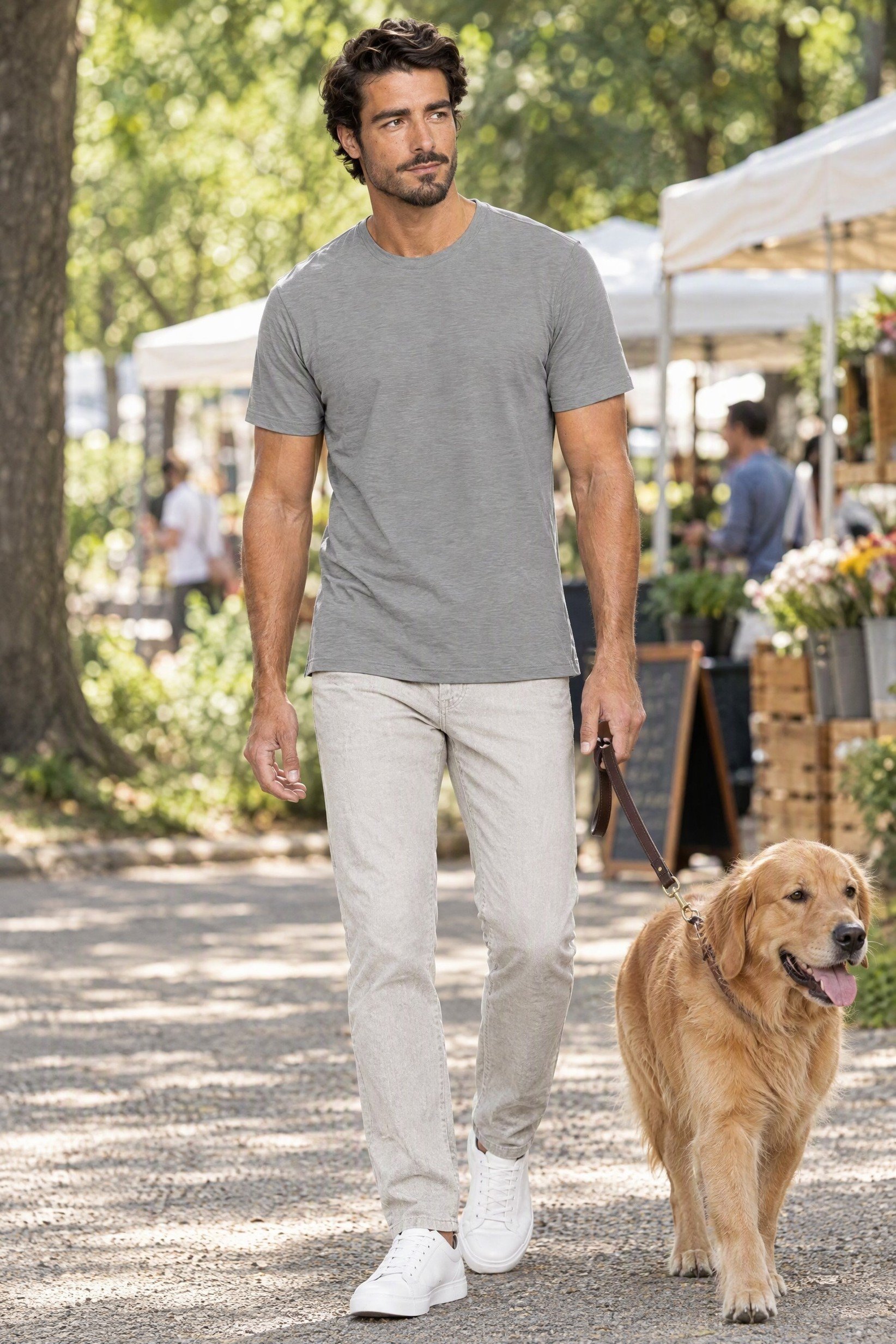 Men Crew Neck Short Sleeve Heather T-Shirt, Grey