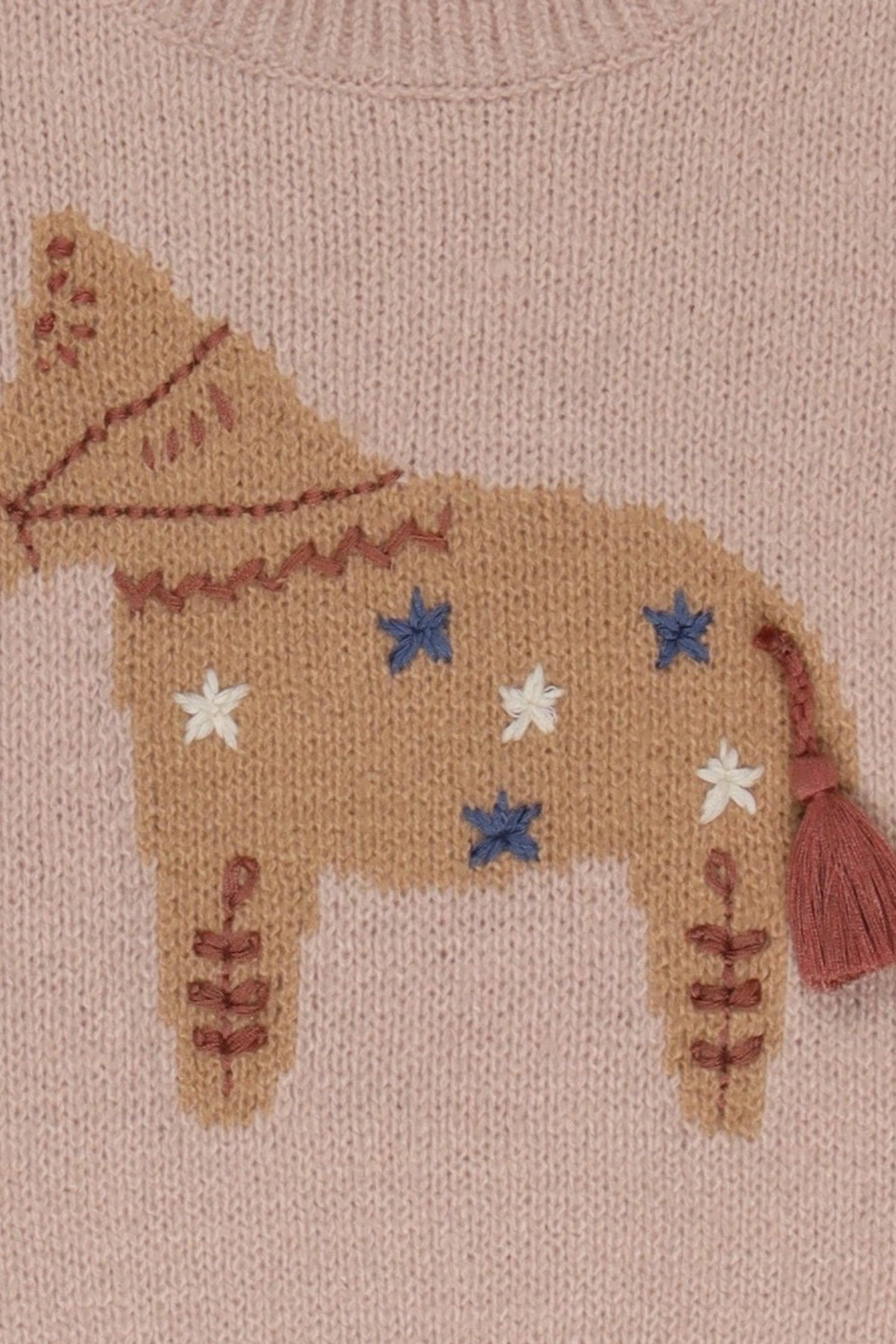 Toddlers Girl Knitted Long Sleeve Sweater, Beige