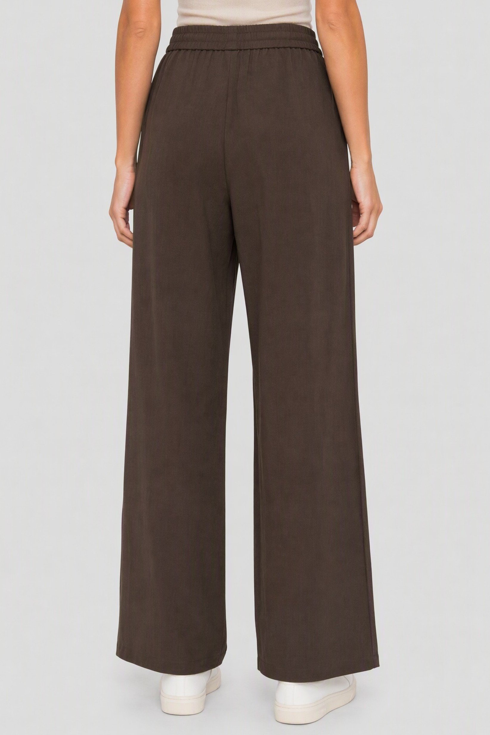 Women Regular Fit Plain Straight Leg Pants, Brown