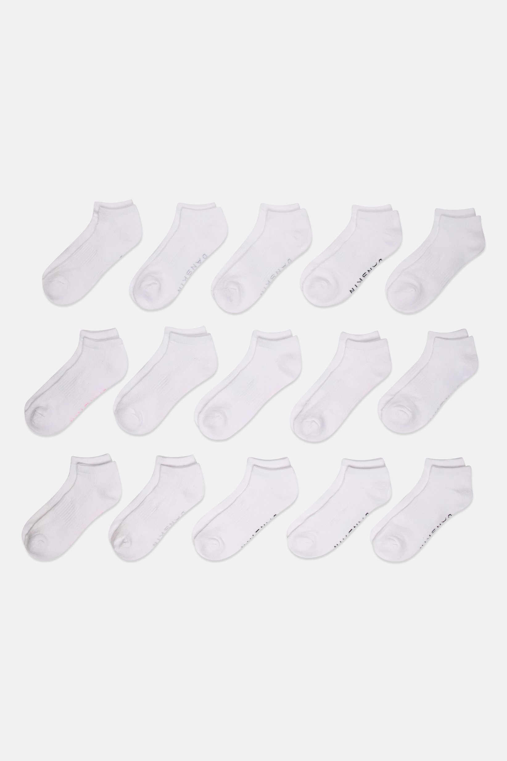 Women 15 Pairs Brand Logo Ankle Socks, White