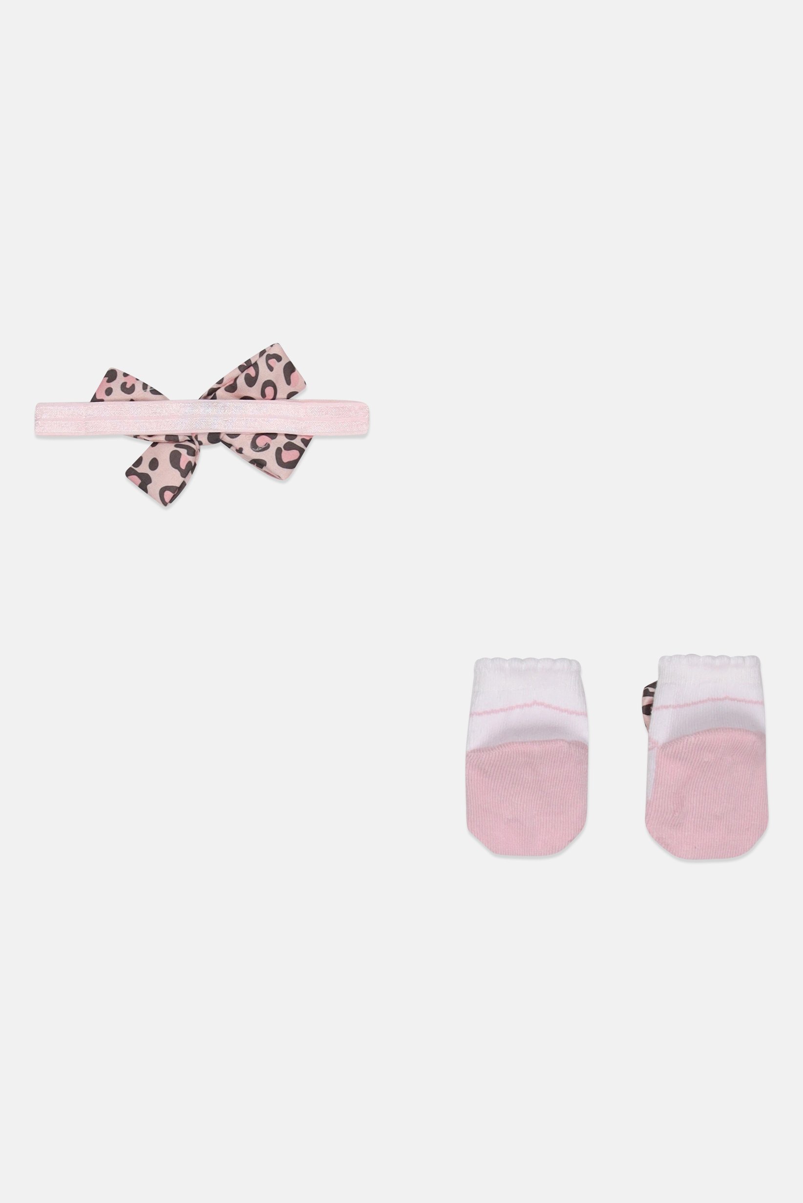 Toddlers Girl 2 Pieces Leopard Print Headwraps And Booties Set, Multicolor