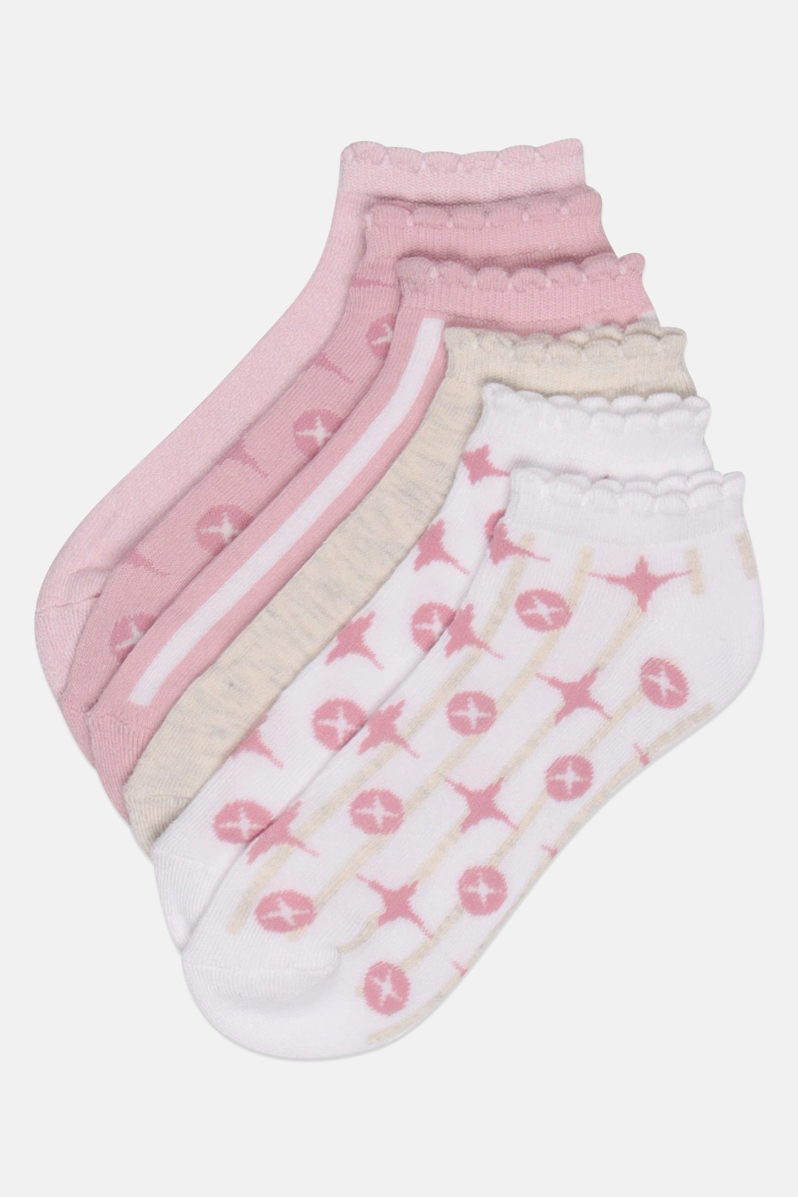 Women 6 Pairs Graphic Print Low Cut Ankle Socks, Multicolor