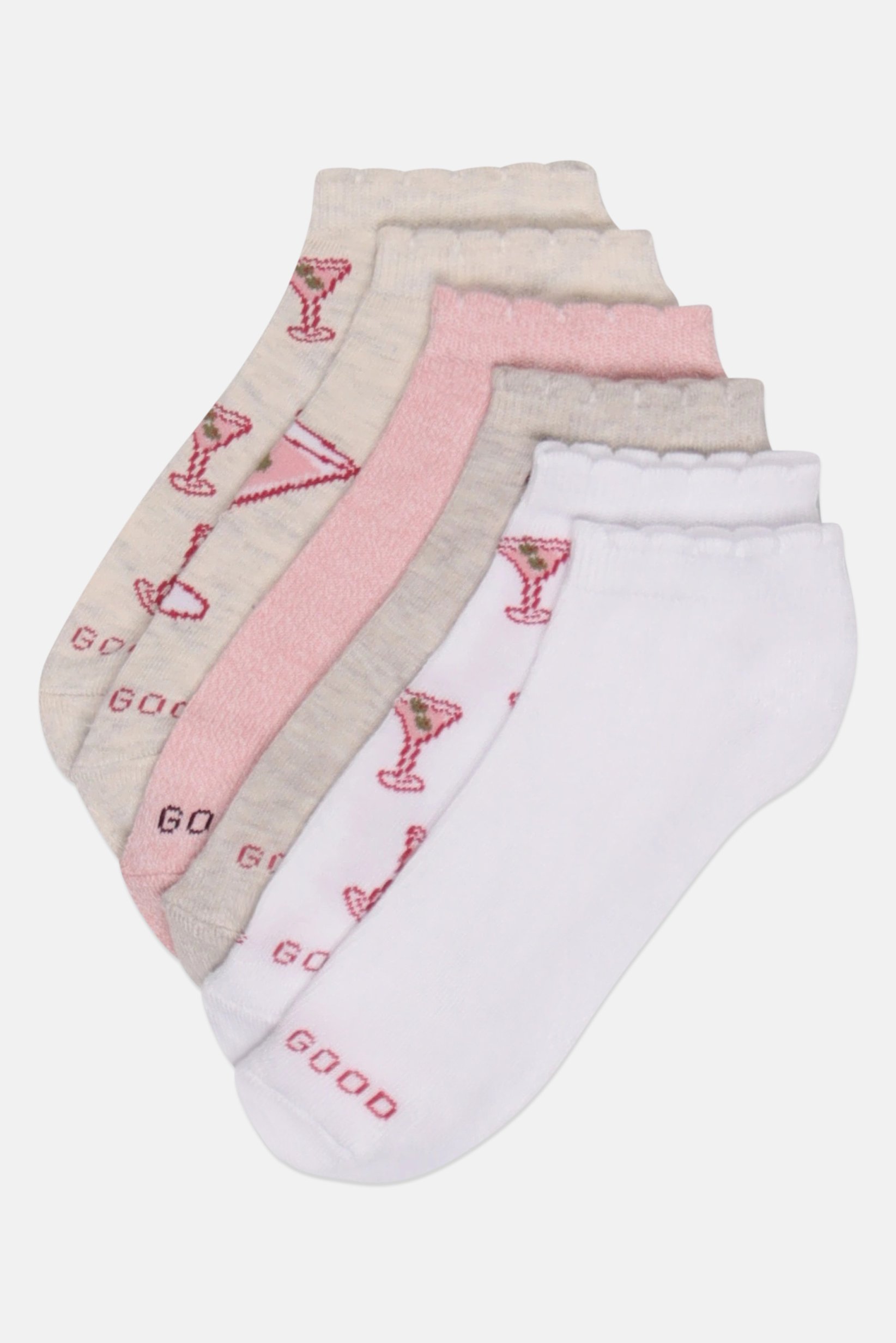 Women 6 Pairs Graphic Print Ankle Socks, Multicolor