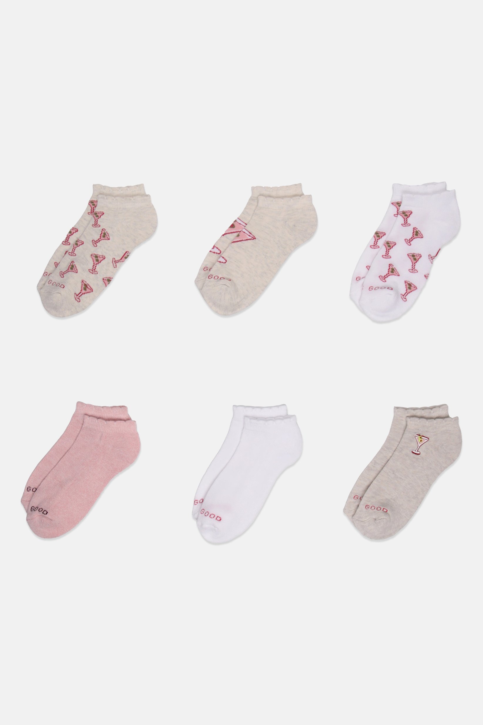Women 6 Pairs Graphic Print Ankle Socks, Multicolor