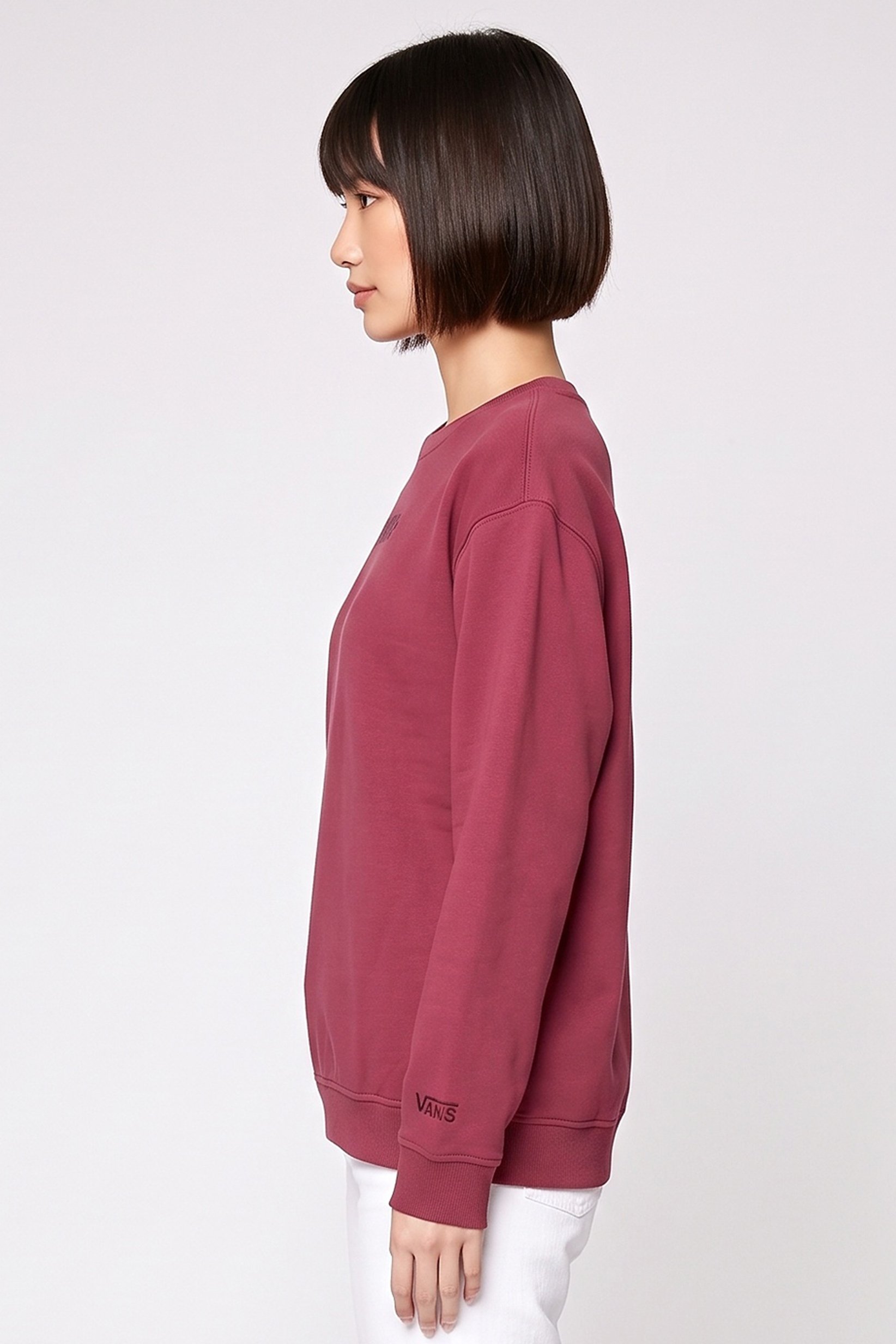 Women Crew Neck Long Sleeve Embroidered Logo Sweatshirt, Rose Pink