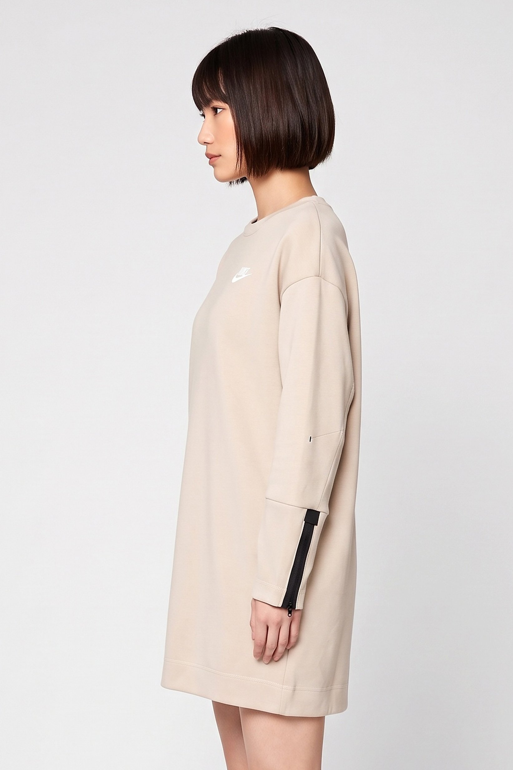 Women Sportswear Fit Long Sleeve Outdoor Dress, Beige