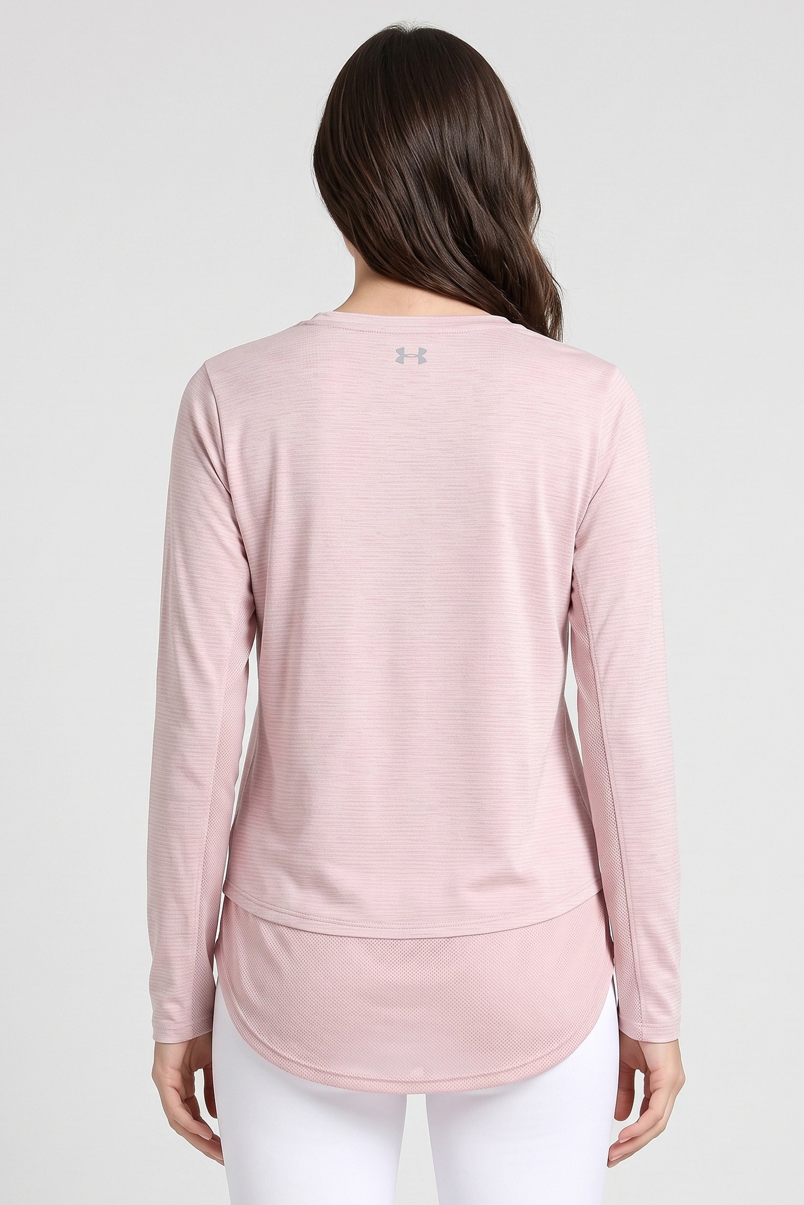 Women Loose Fit Long Sleeve Training Top, Heather Pink