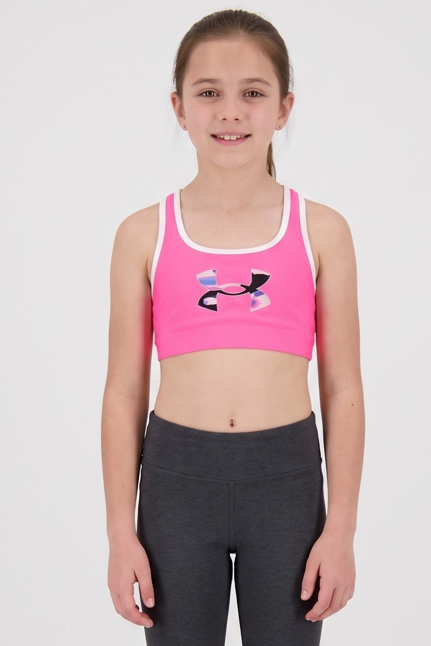 Kids Girl Brand Logo Training Sports Bra, Pink