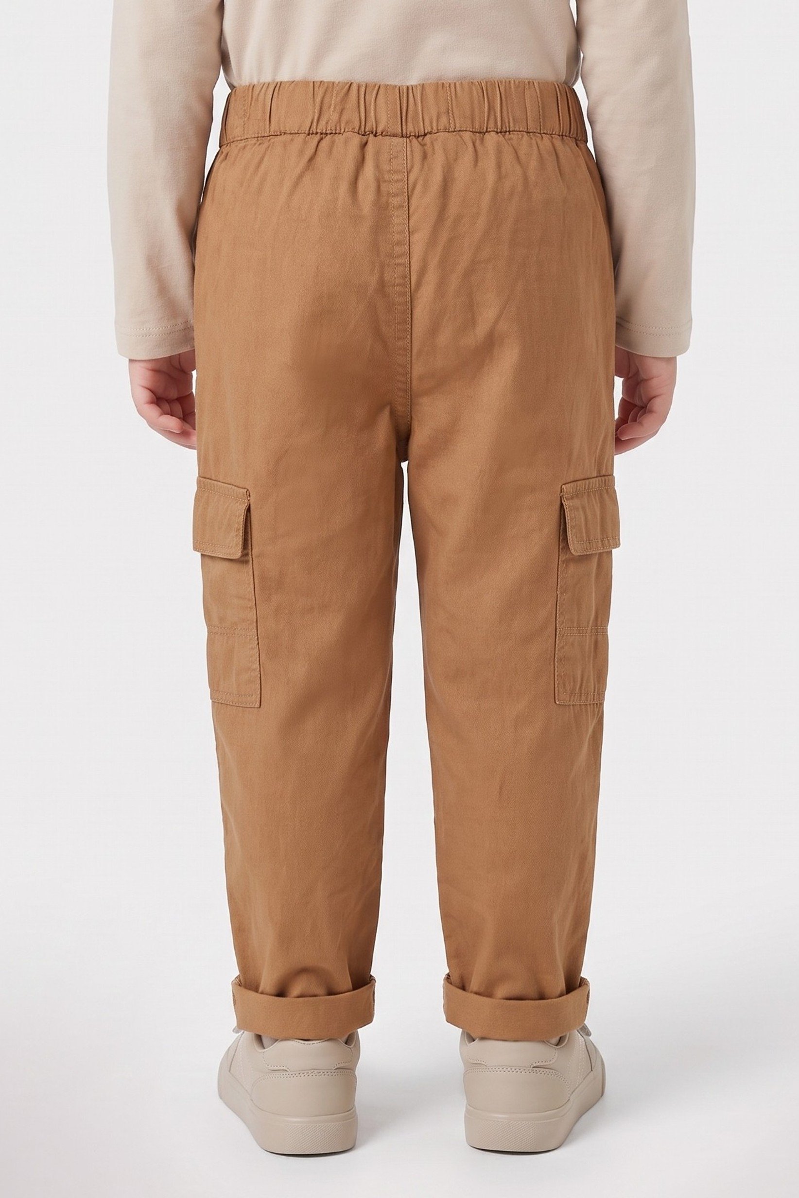 Toddlers Girl Solid Cargo Pants, Brown