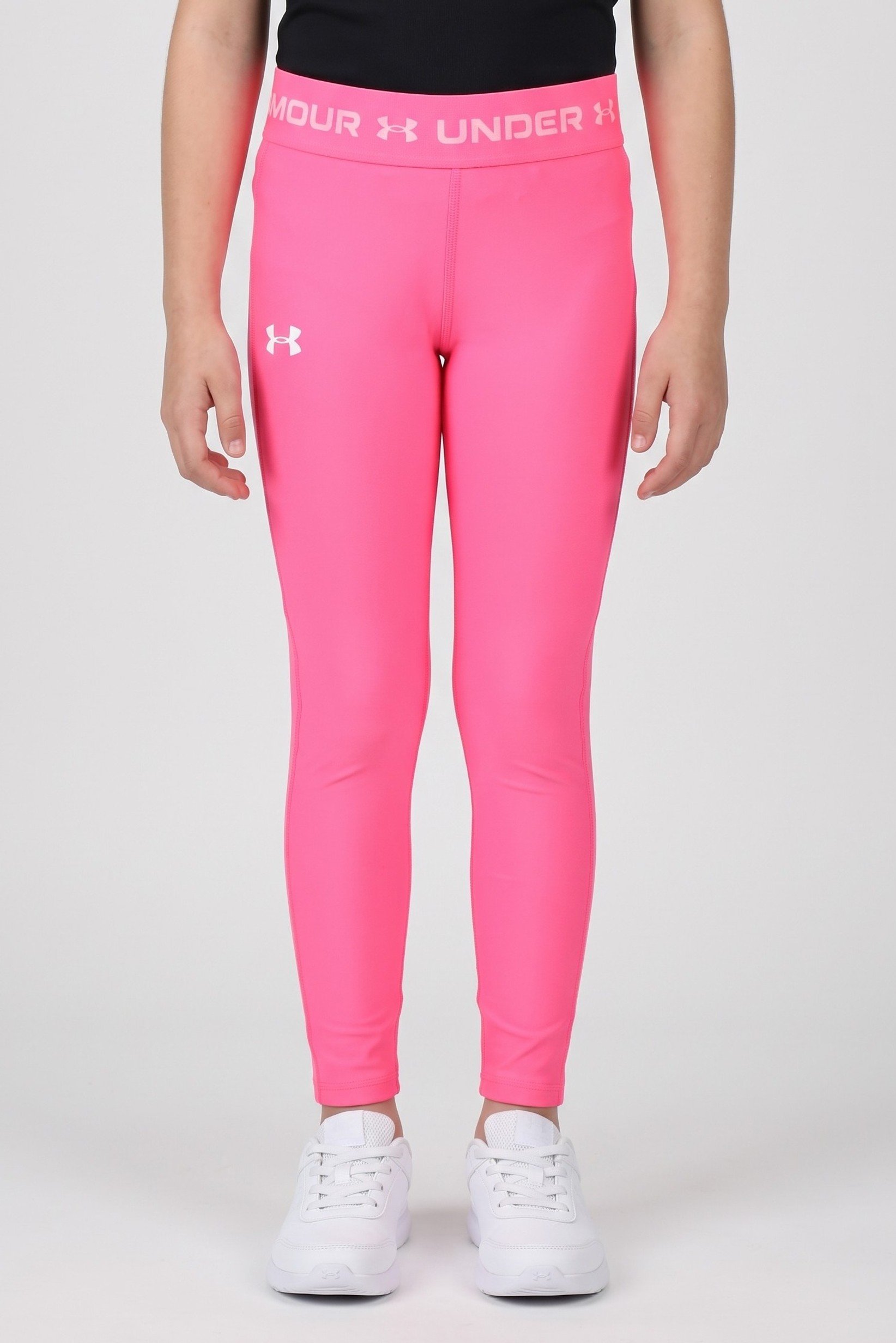 Kids Girl Brand Logo Training Leggings, Neon Pink