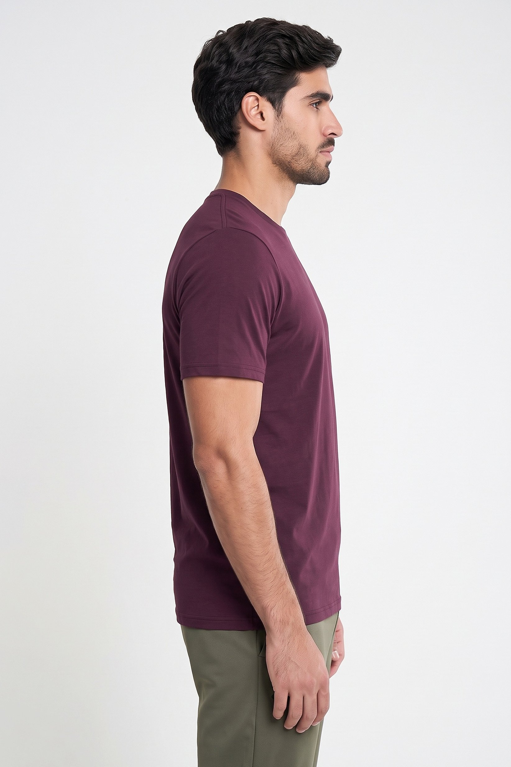 Men Loose Fit Short Sleeve Outdoor T-Shirts, Dark Purple
