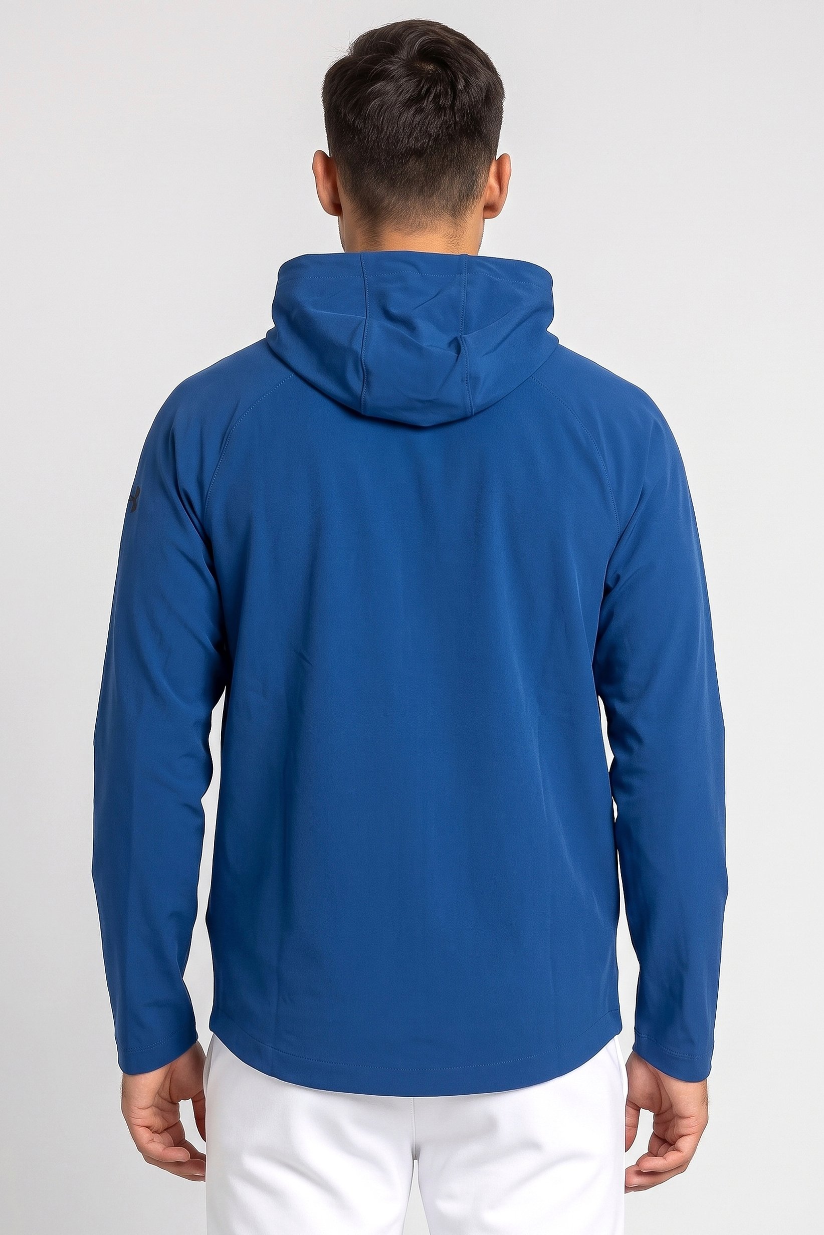 Men Loose Fit Long Sleeve Outdoor Windbreaker Jacket, Teal Blue
