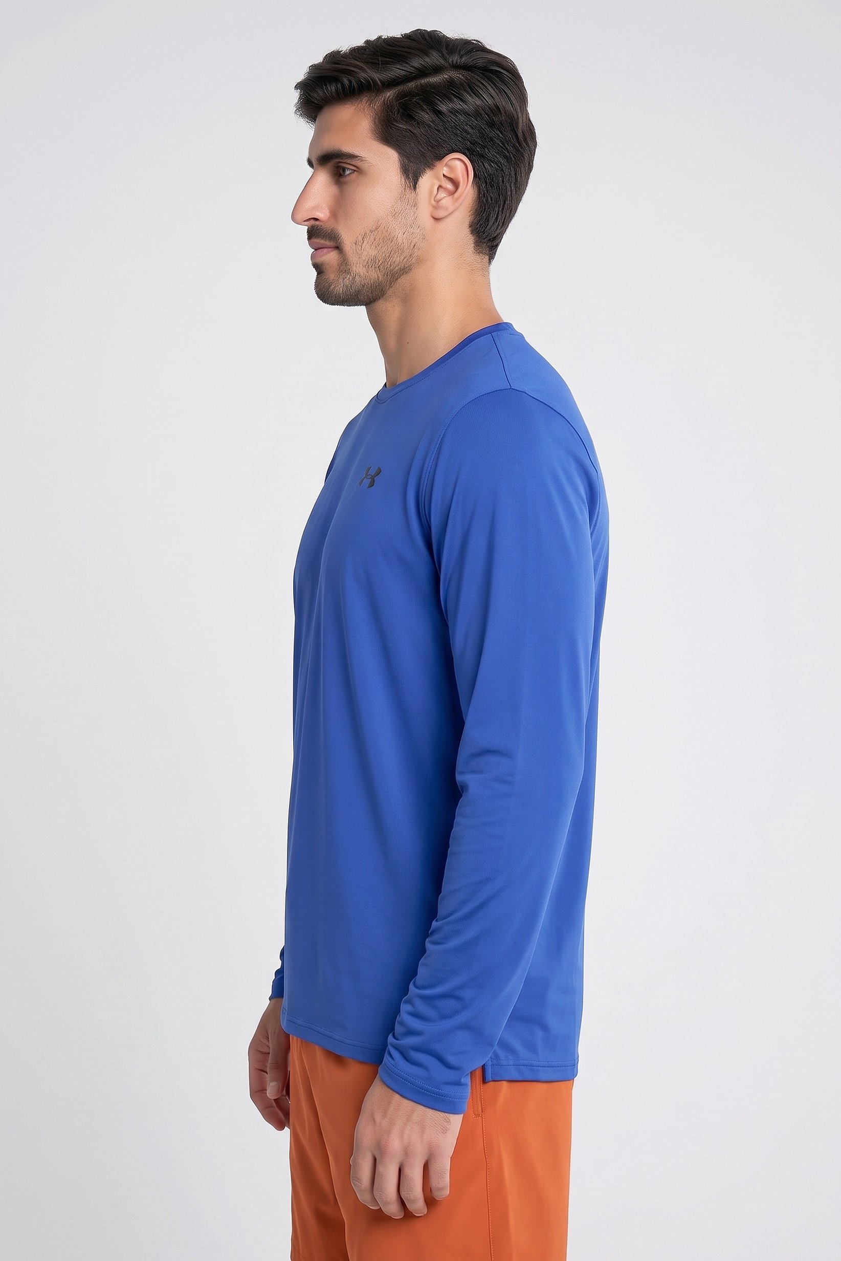 Men Loose Fit Long Sleeve Training T-Shirt, Royal Blue