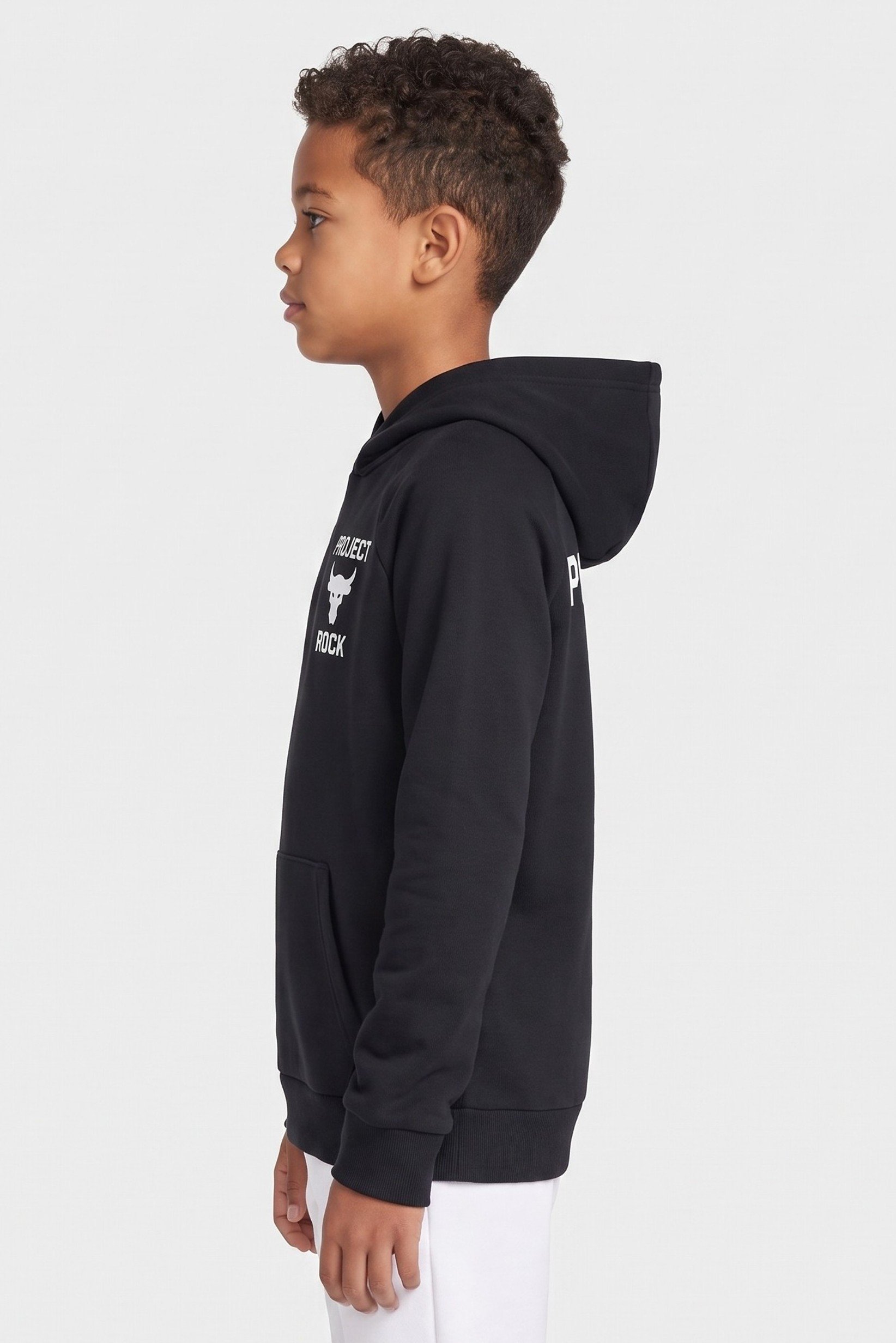 Kids Boy Loose Fit Long Sleeve Outdoor Hoodie, Black