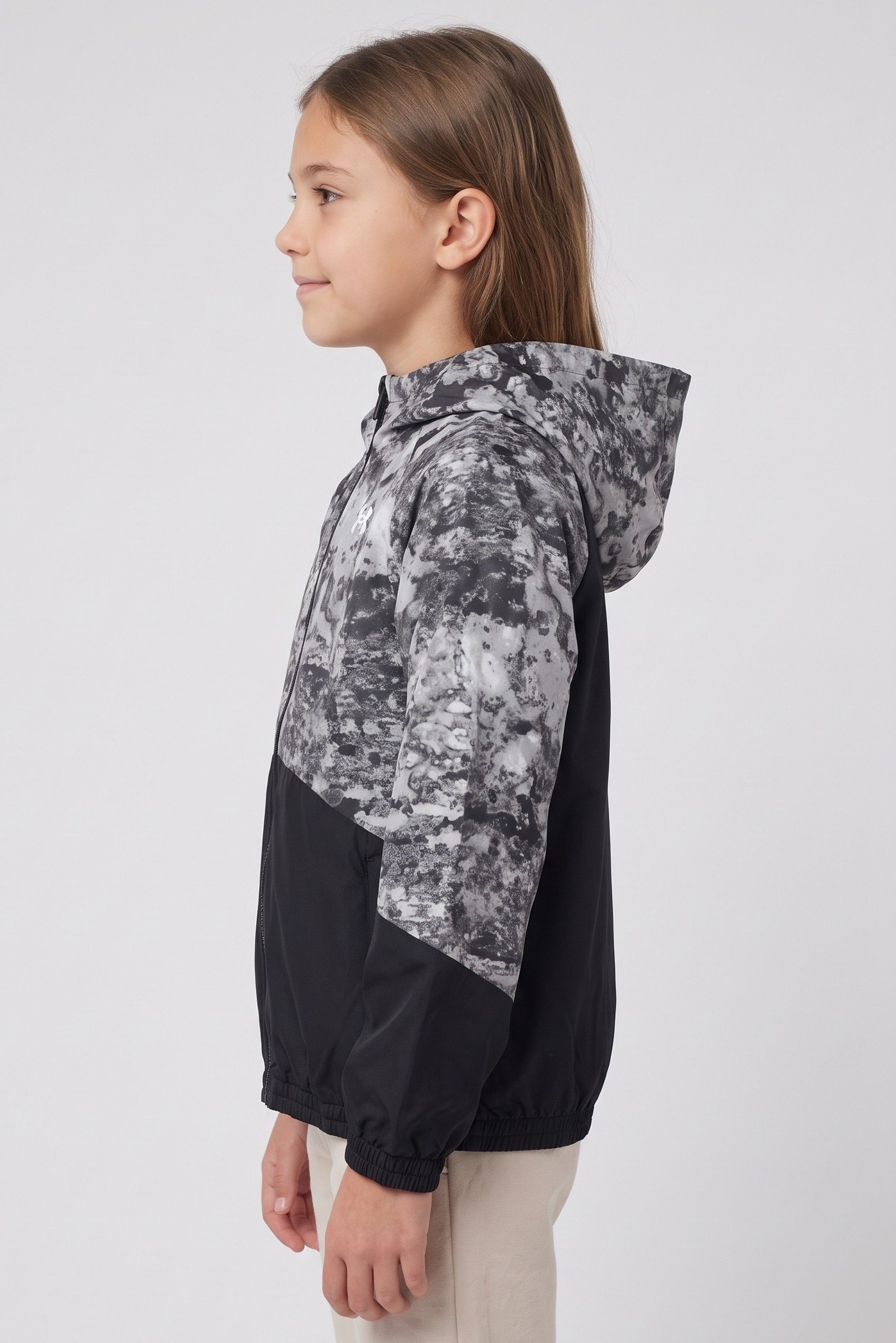 Kids Girl Loose Fit Long Sleeve Training Jacket, Multicolor