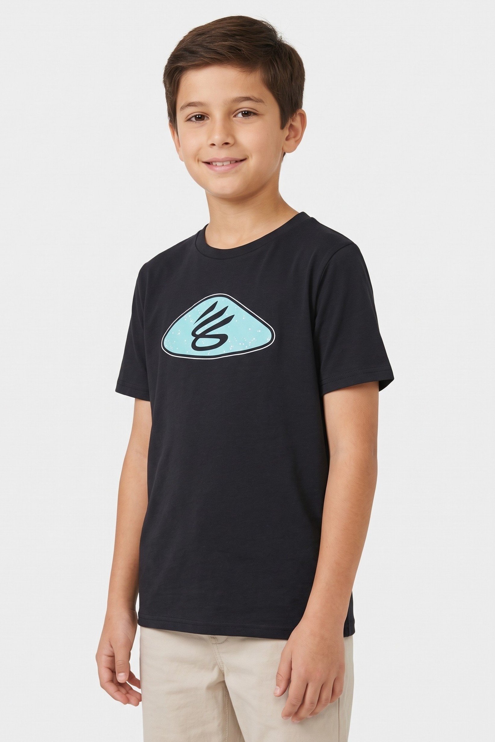 Under Armour x Curry Kids Boy Loose Fit Short Sleeve Outdoor Shirt, Black