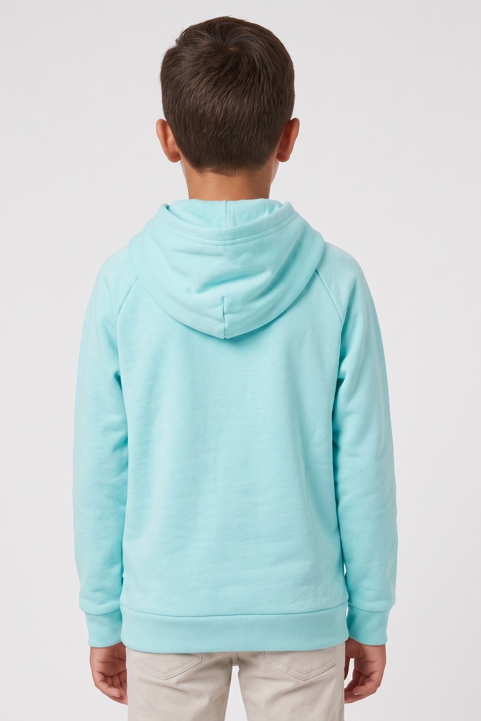 Kids Boy Loose Fit Long Sleeve Outdoor Hoodie, Turquoise