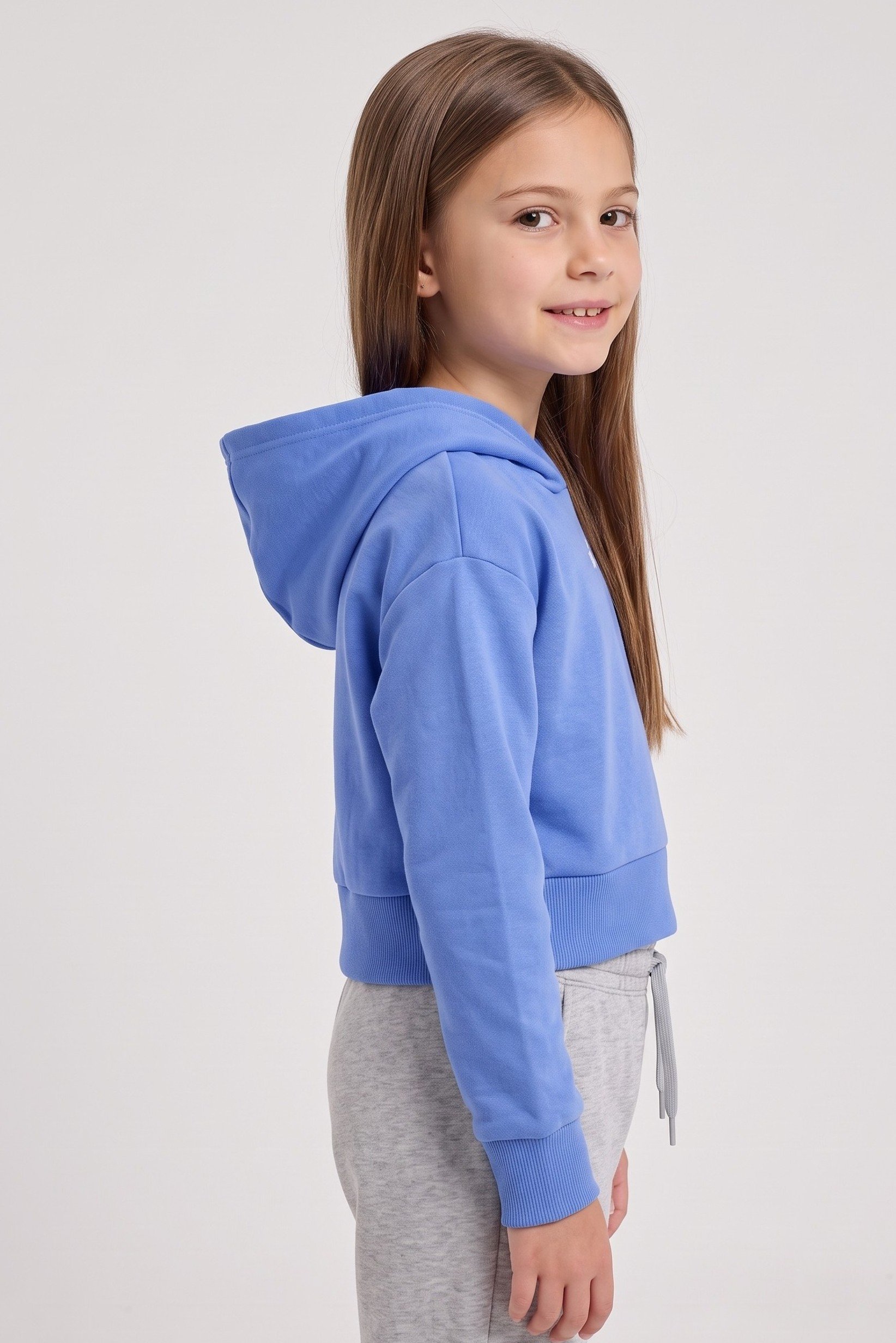 Kids Girl Loose Fit Long Sleeve Outdoor Hoodie, Blue