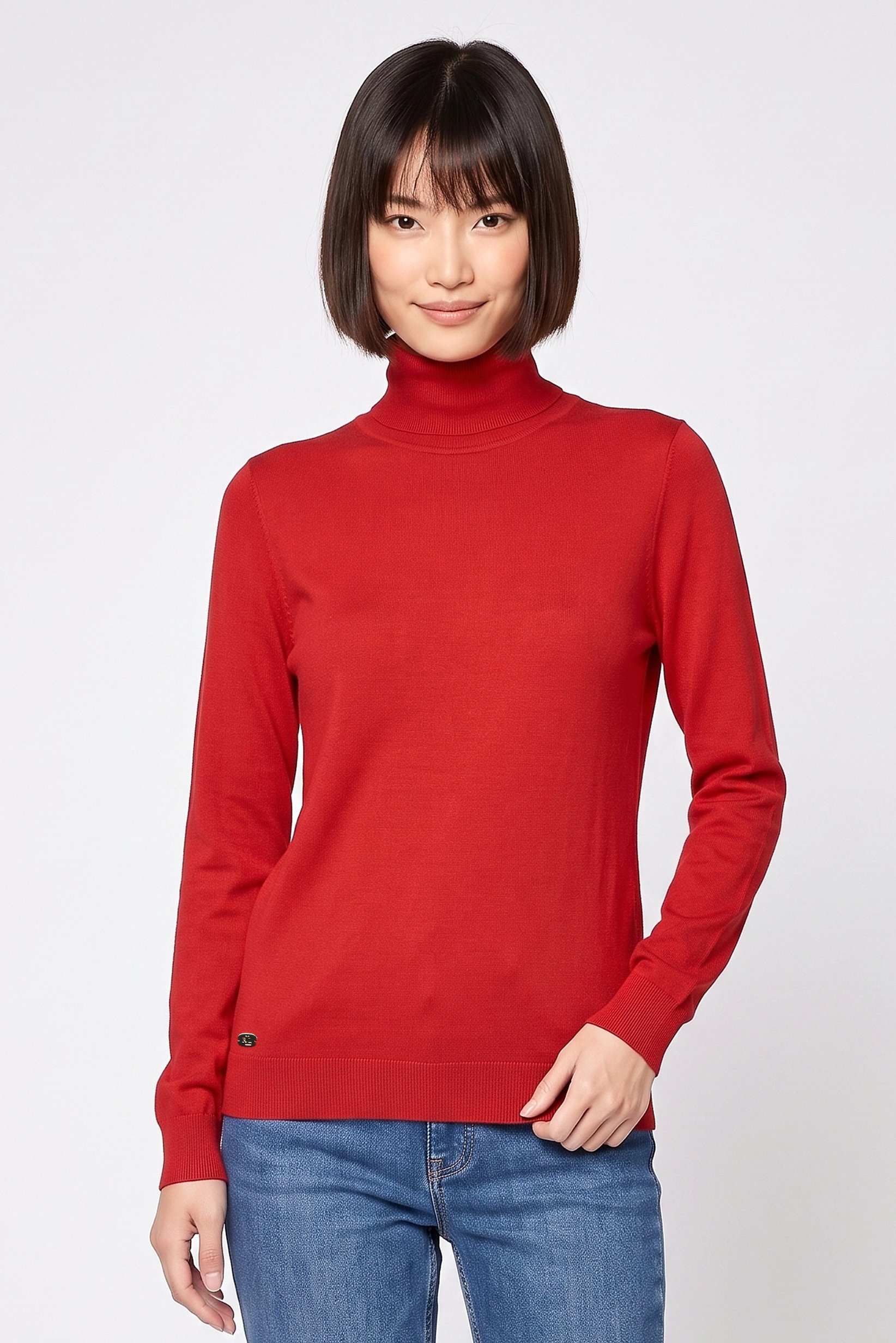 Lauren Ralph Lauren Women High Neck Long Sleeve Textured Sweater, Red