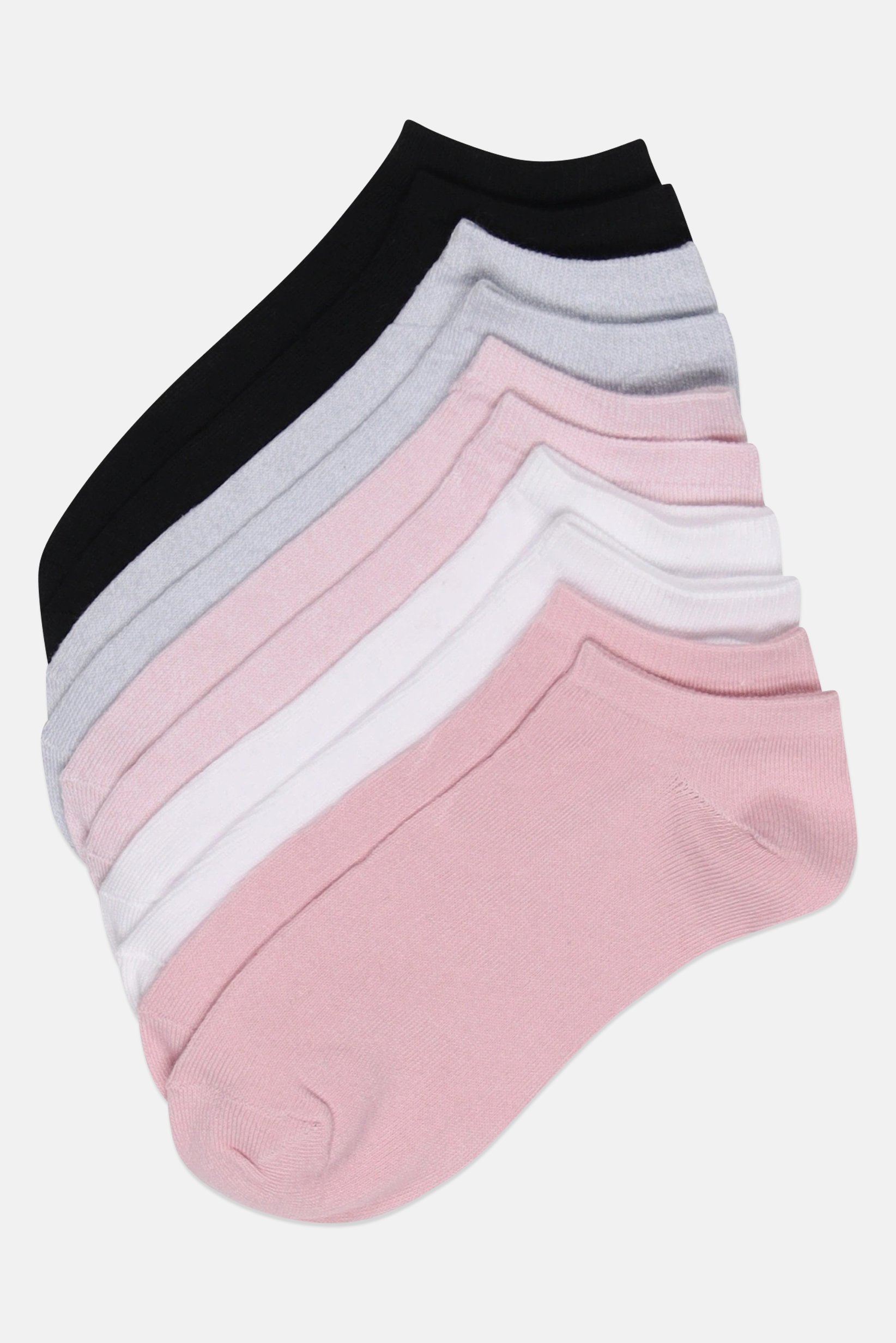 Women 10 Pairs Solid No Show Socks, Multicolor