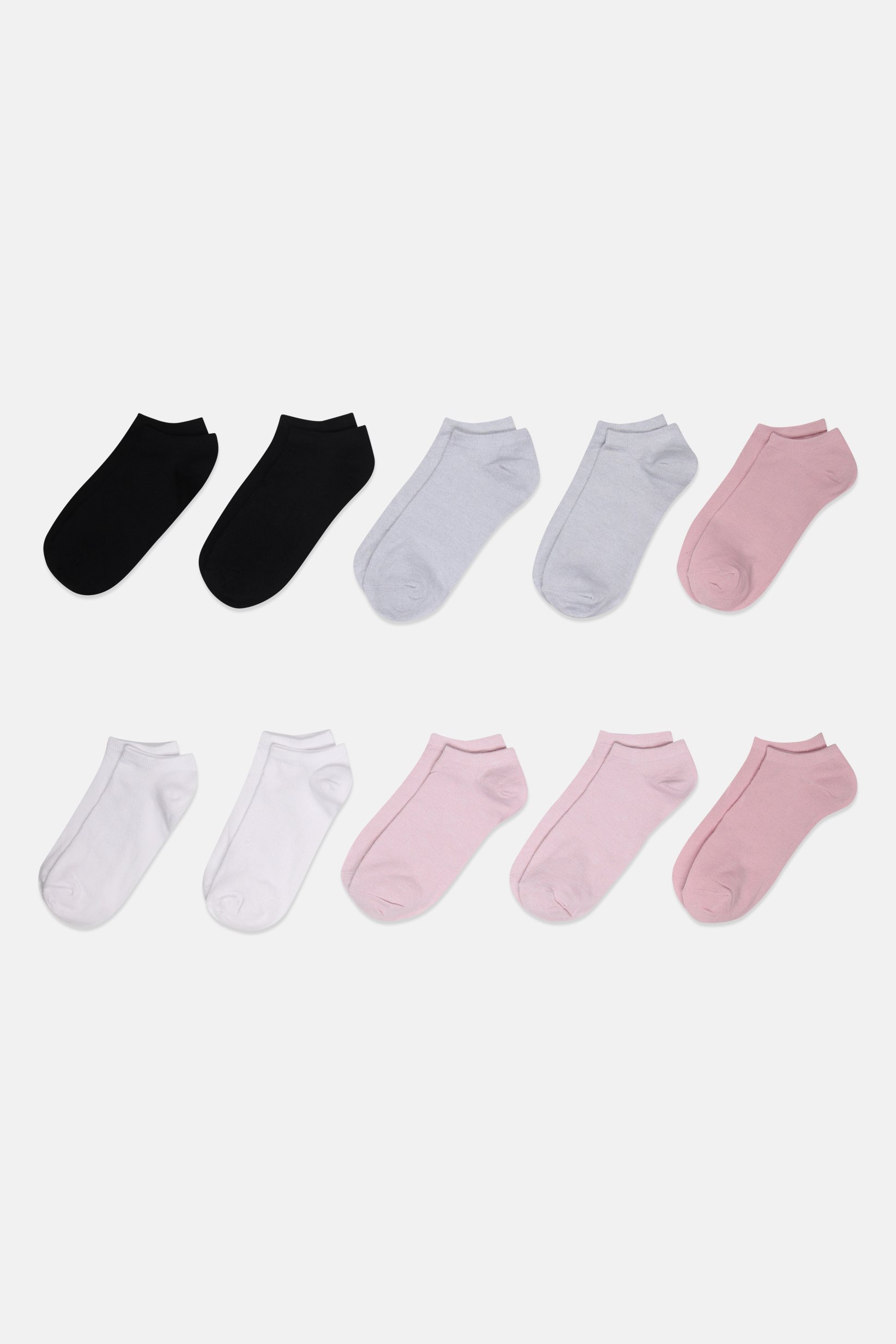 Women 10 Pairs Solid No Show Socks, Multicolor