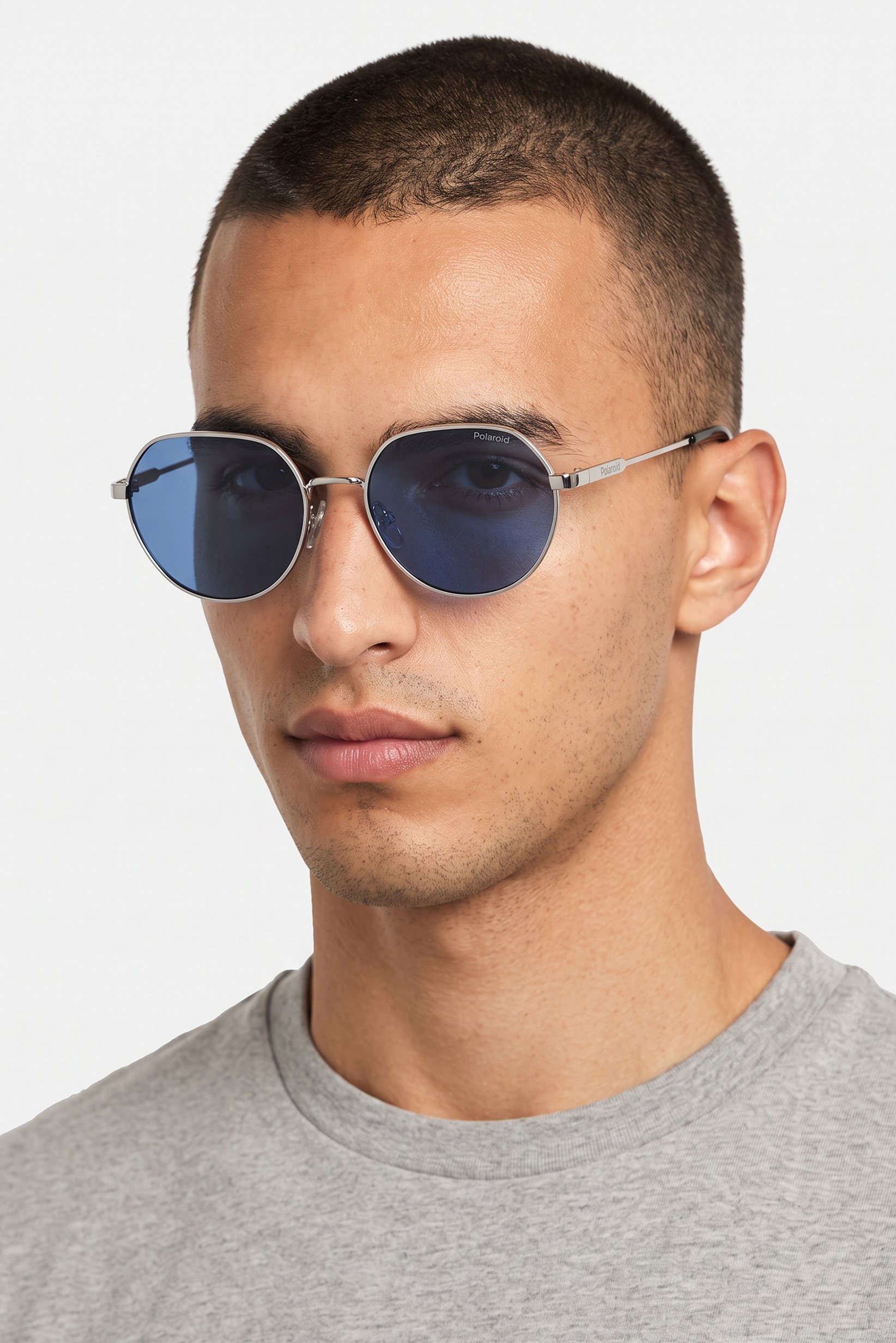 Men 207849DOH54C3 Round Sunglasses, Silver