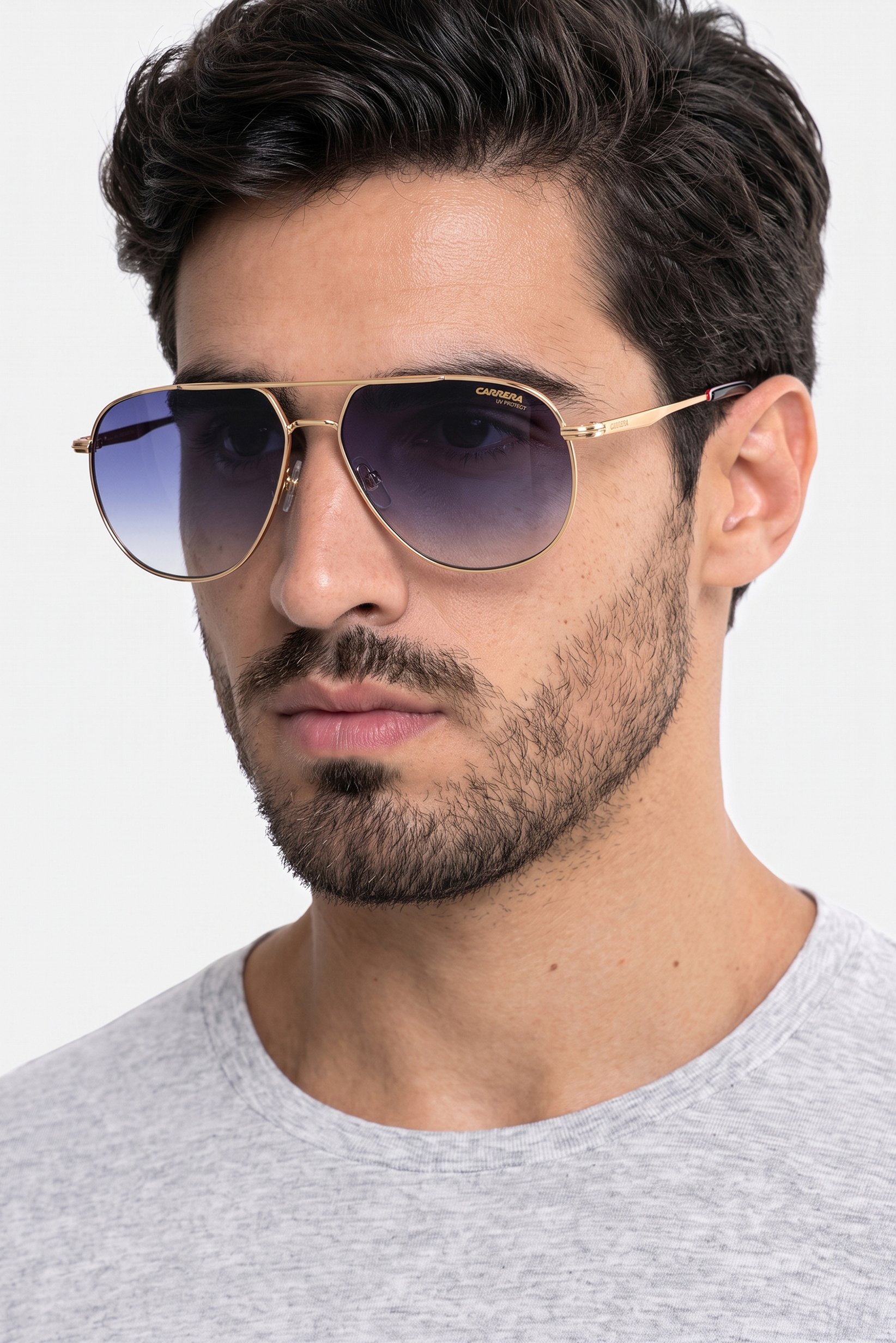Men 208371OIT6108 Aviator Sunglasses, Gold