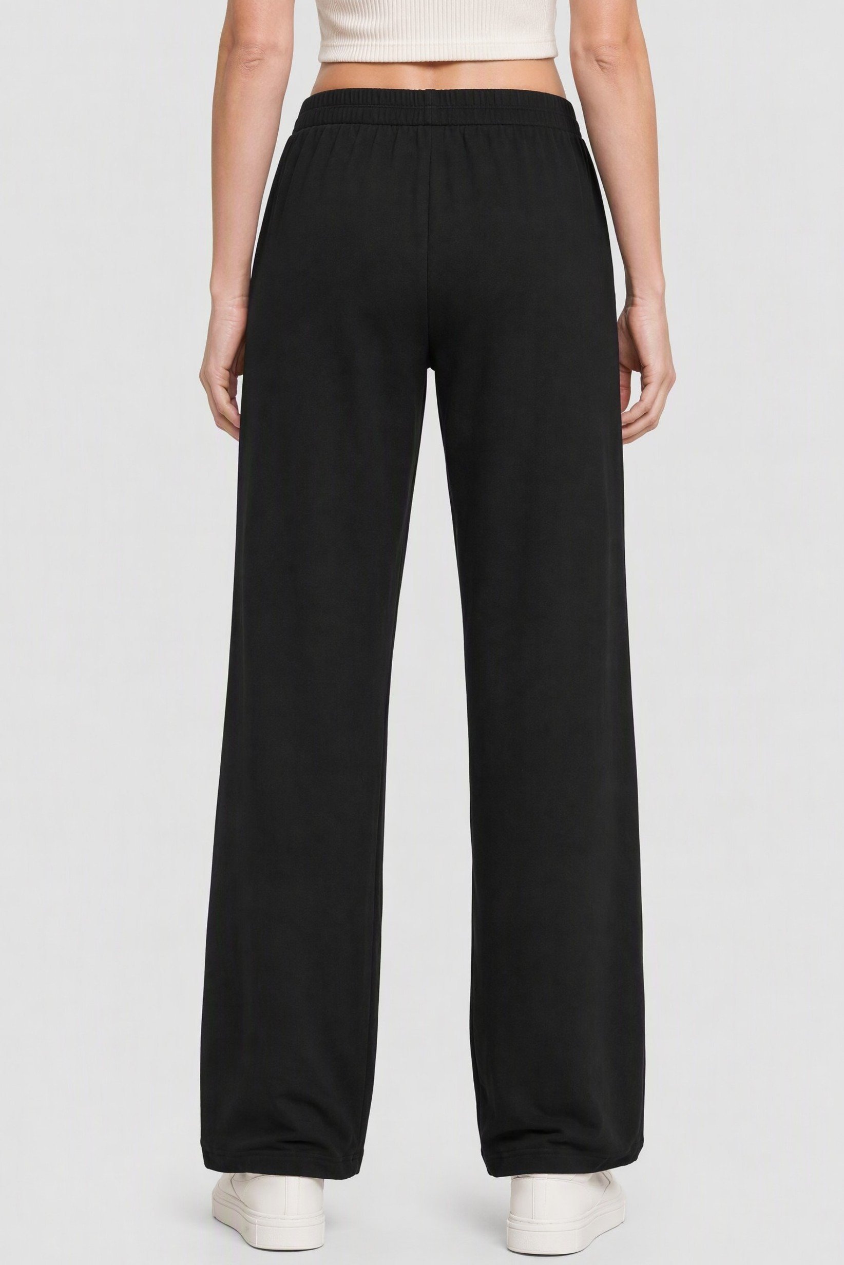 Women Regular Fit Plain Wide Leg Pants, Black